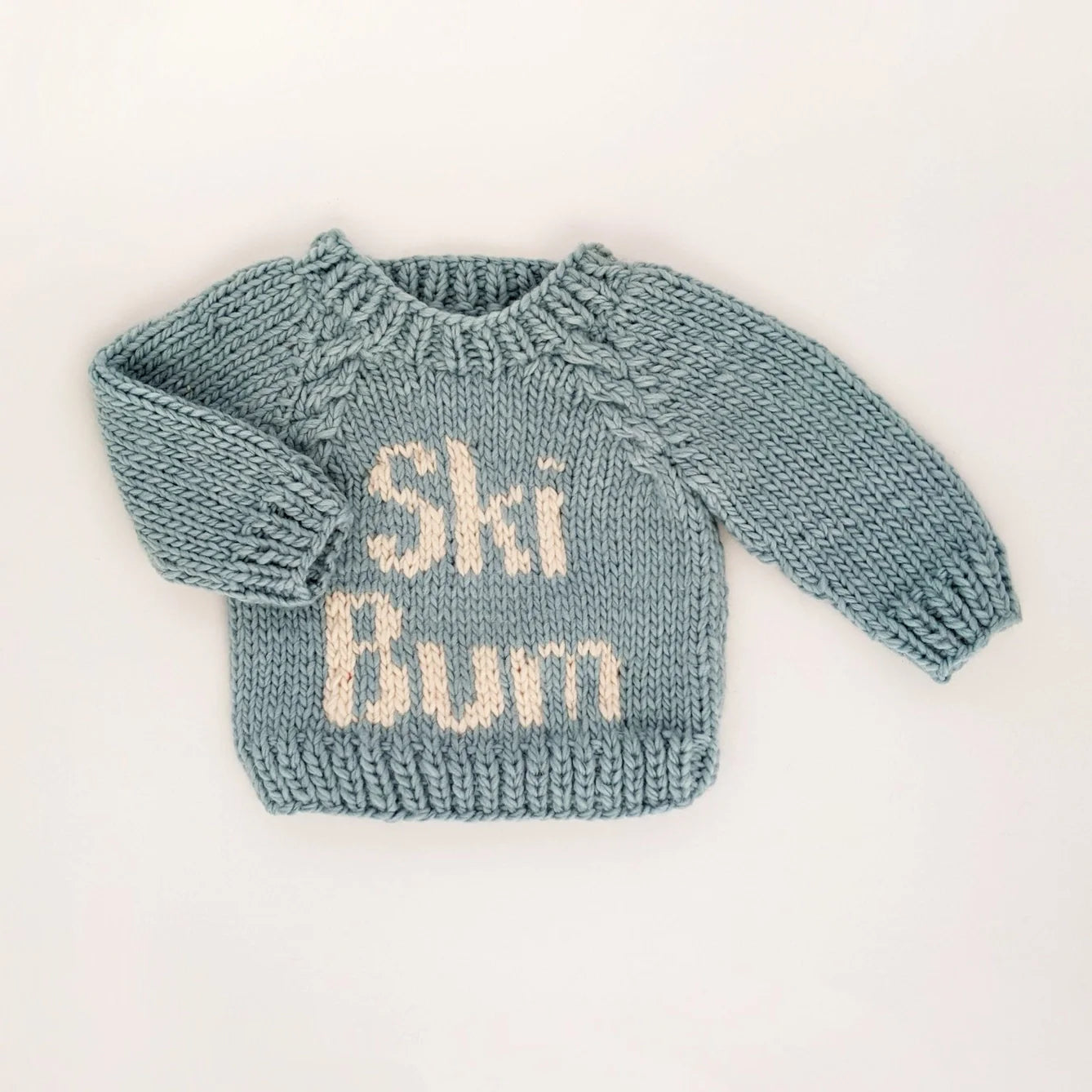 Light Blue Ski Bum Crew Neck Knit Sweater