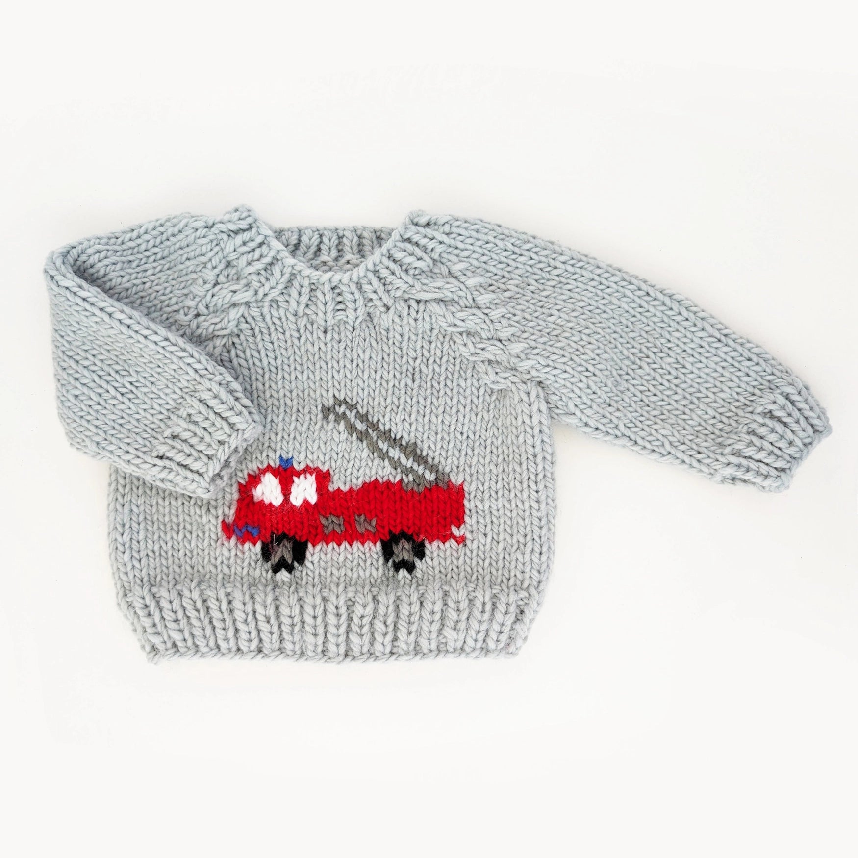 Fire Truck Crew Neck Knit Sweater