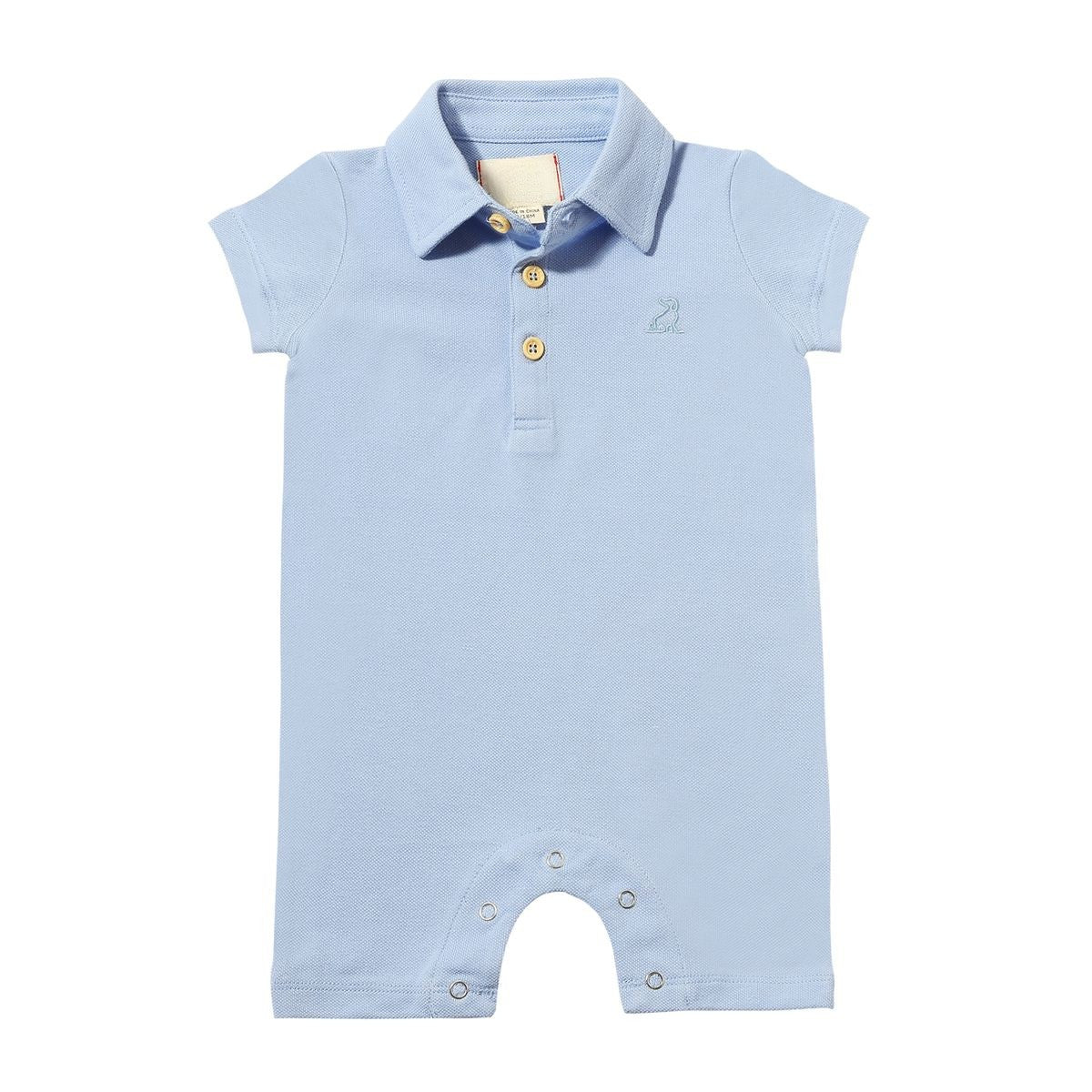 Baby Polo Romper in Light Blue