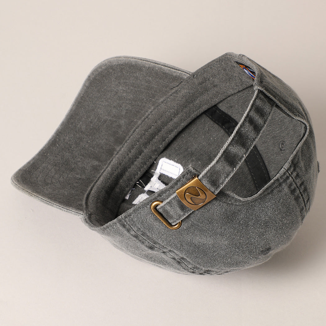 Bottom profile of Grey Dad hat established in 2024