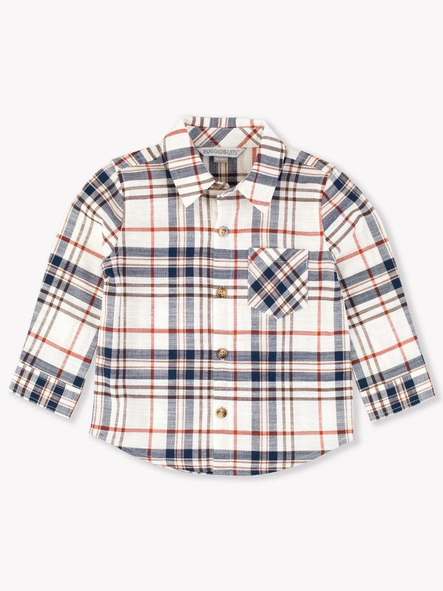 Boys Plaid Long Sleeve Button Down