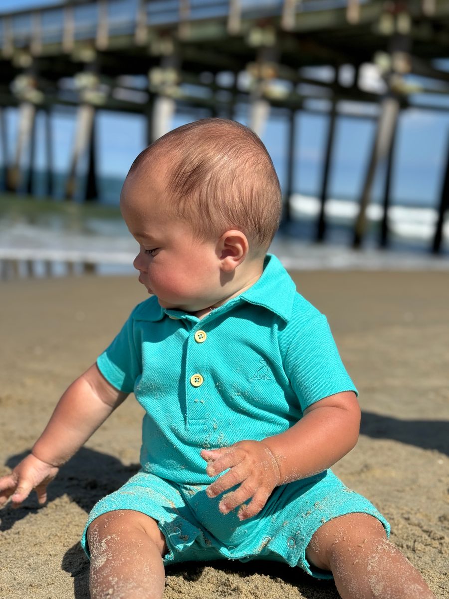 Cyan polo romper