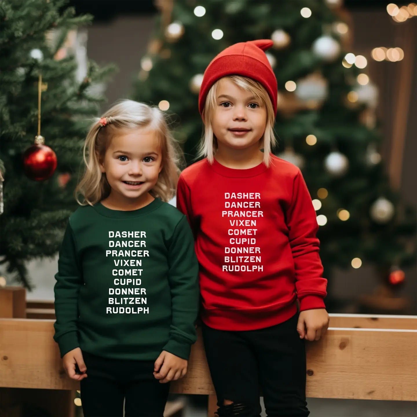 Kids Reindeer Names Red Sweater