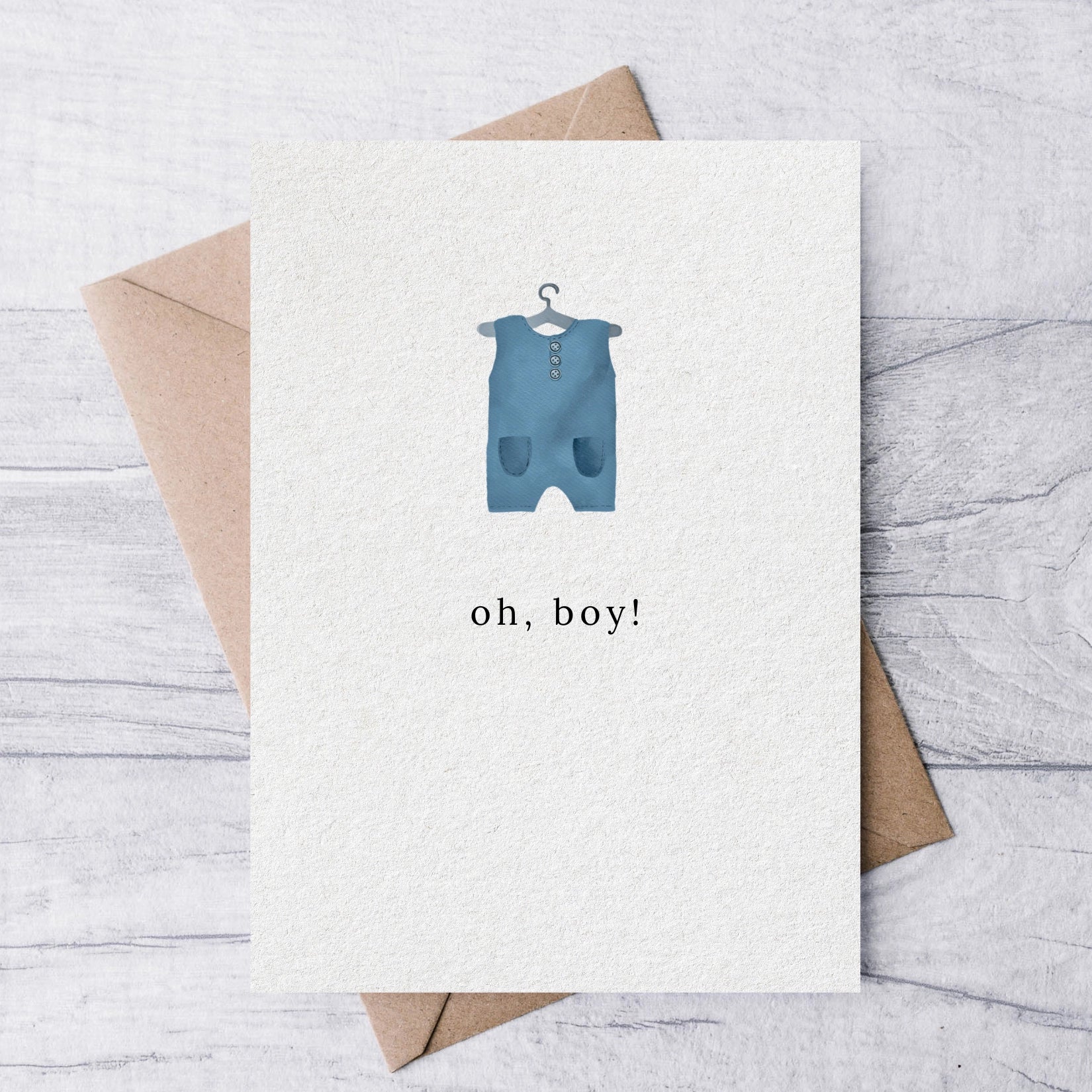 baby boy overalls greeting card