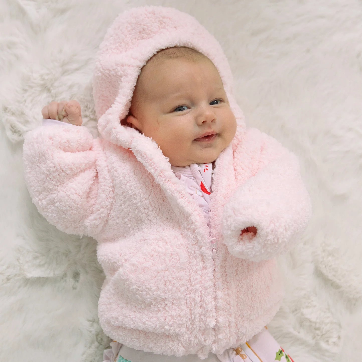baby girl pink chenille hoodie
