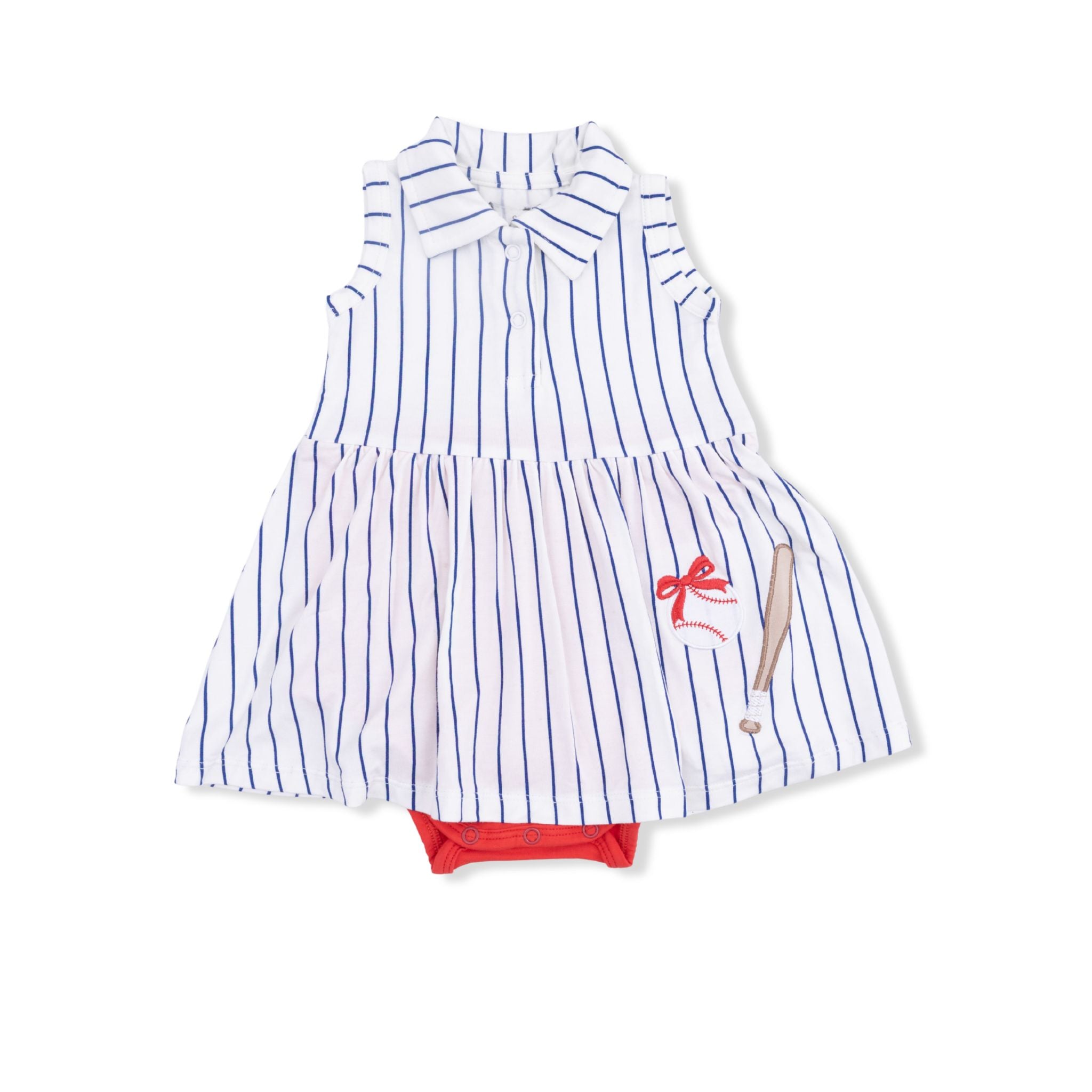 baseball themed skirted onesie for baby girl