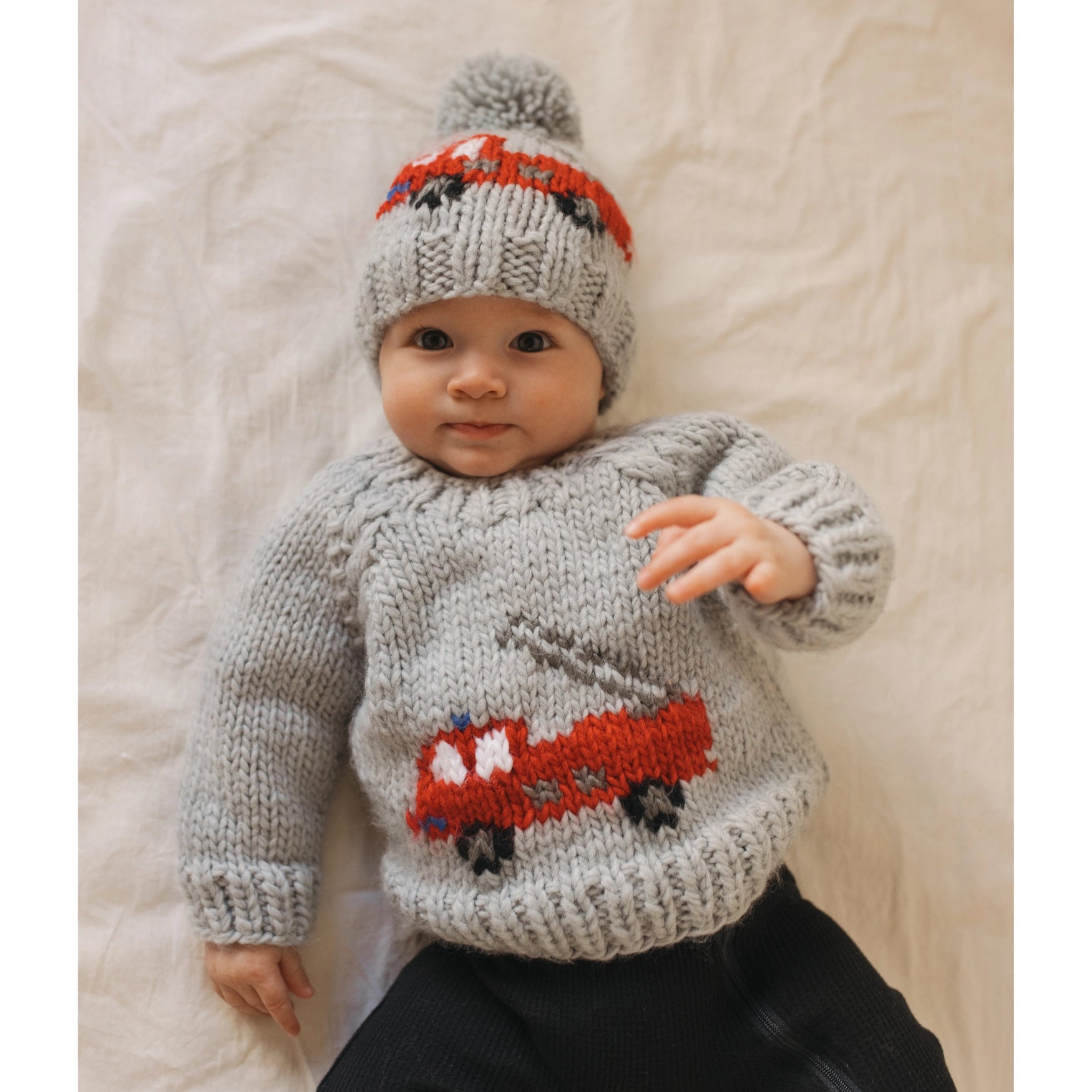 Fire Truck Crew Neck Knit Sweater