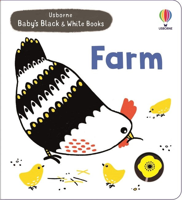 black white farm board book