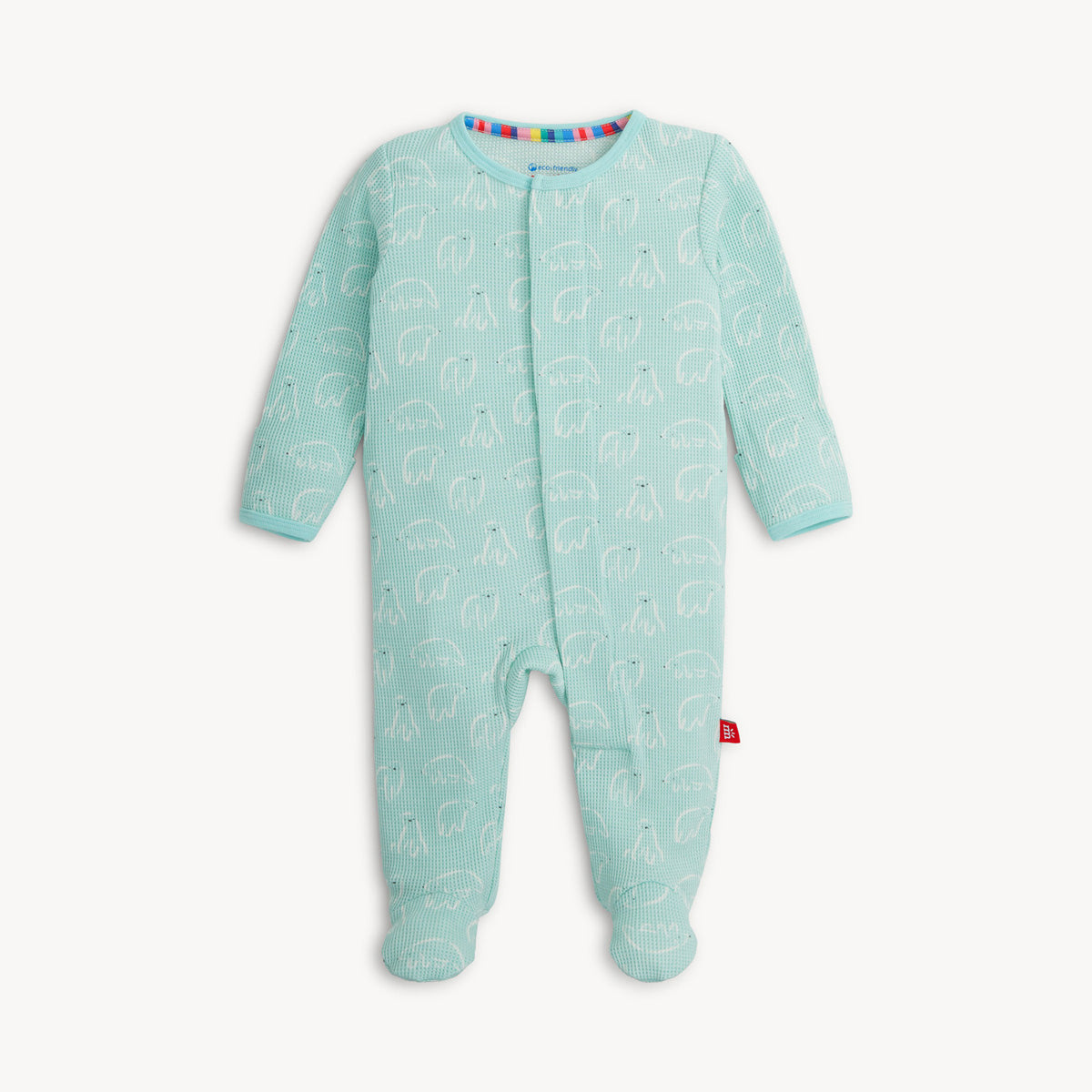 blue polar bear waffle knit magnetic footie