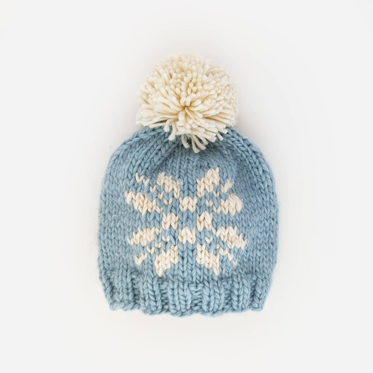 blue snowflake pom pom beanie