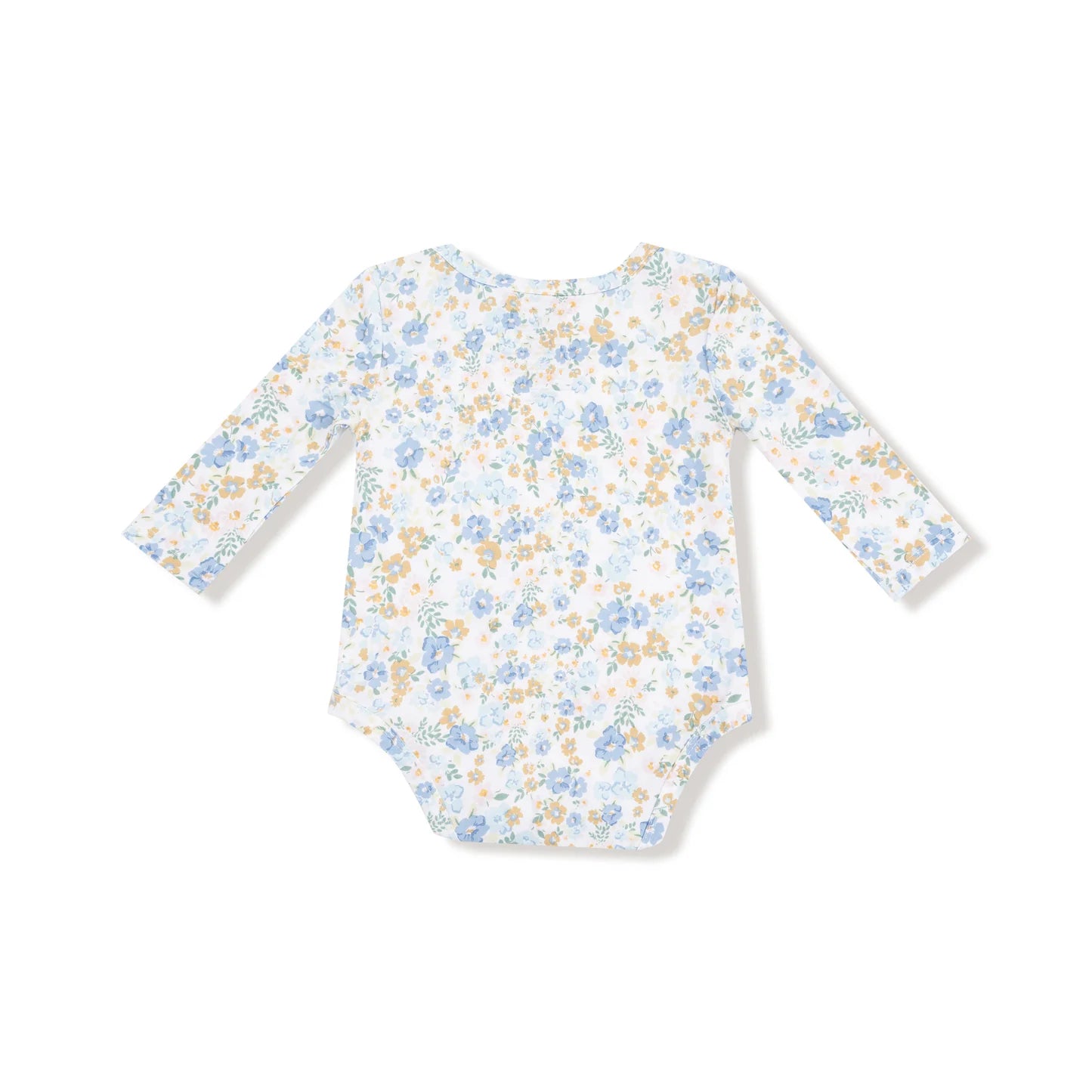 blue floral long sleeve bodysuit for baby girl
