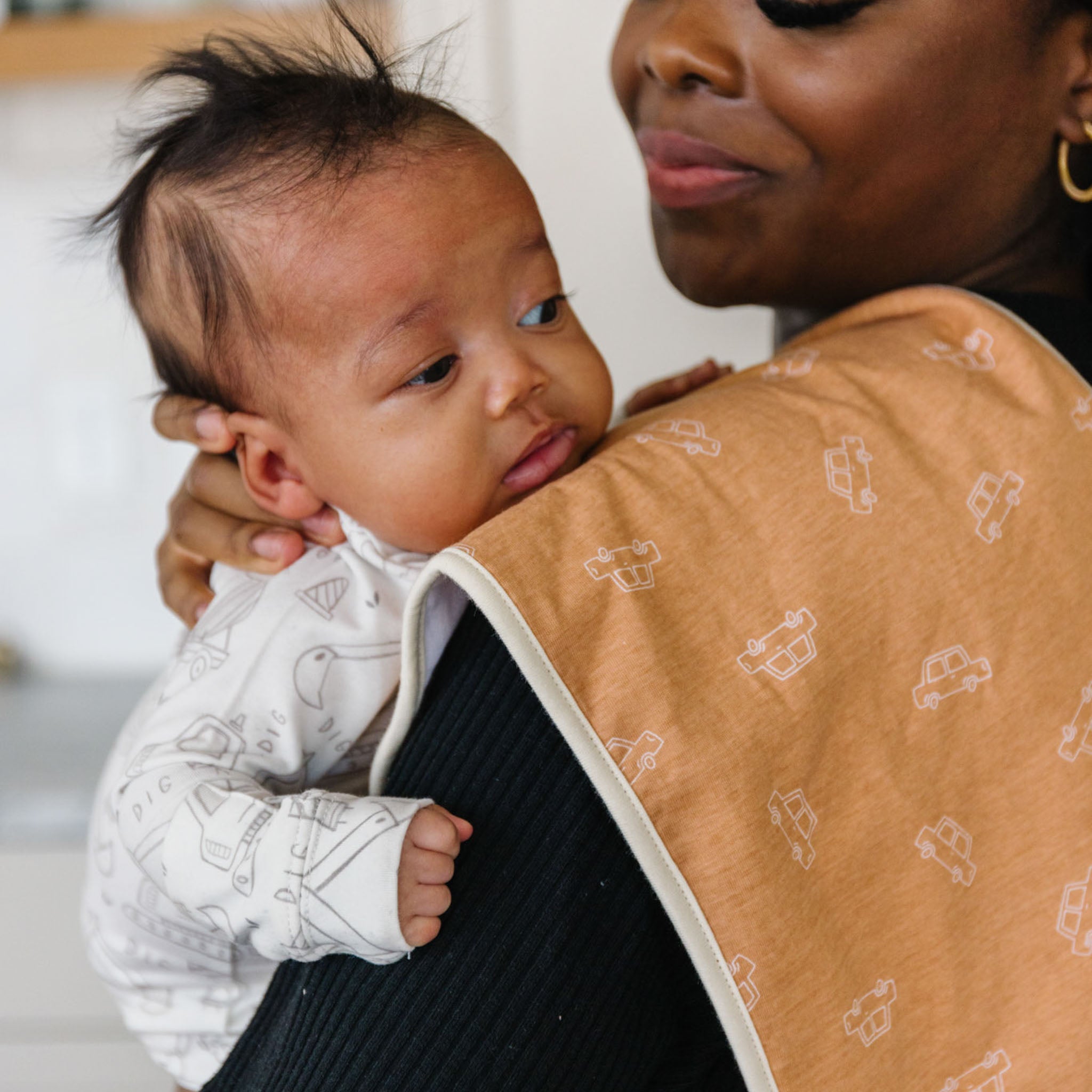 burp cloth with cars on it
