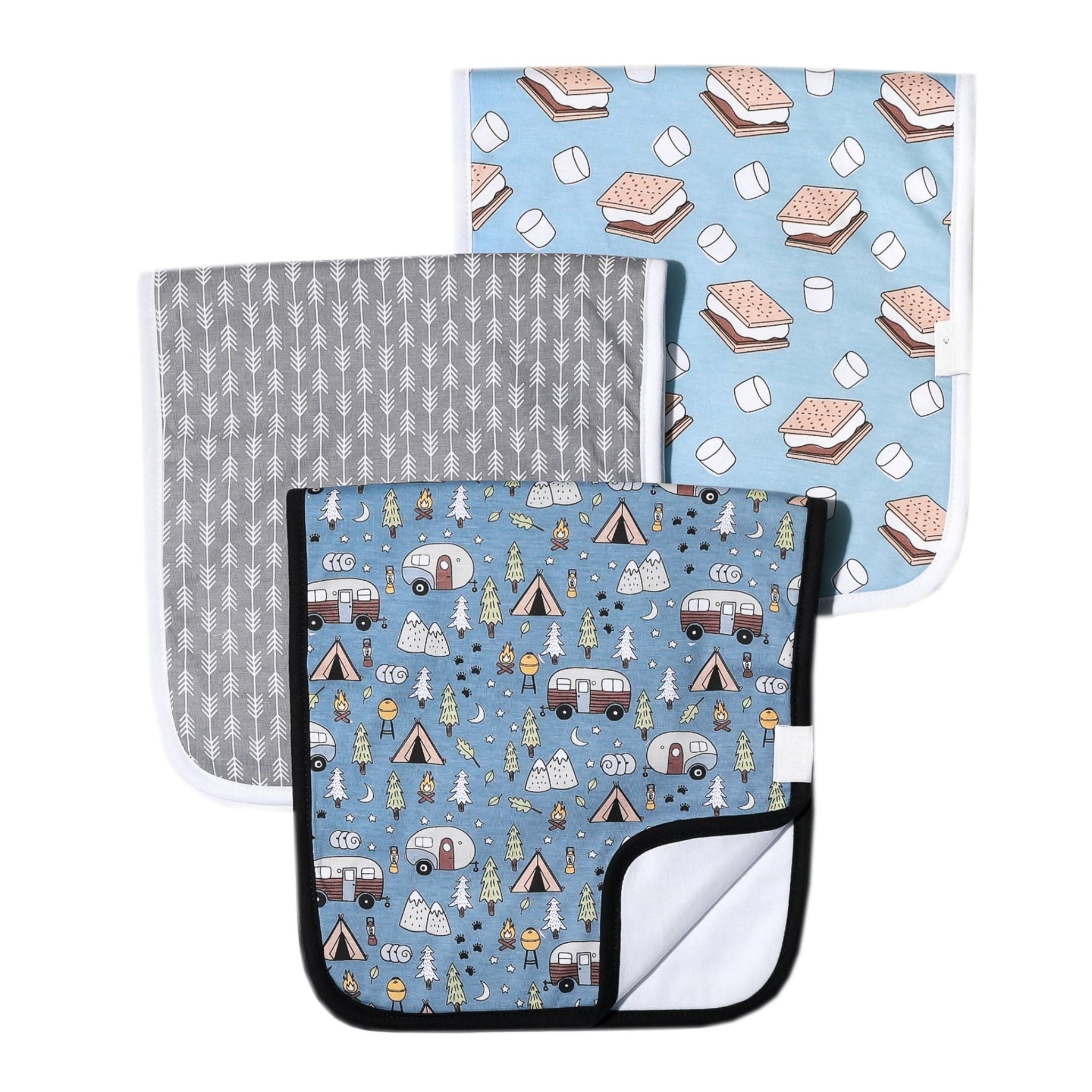 camping theme burp cloth set