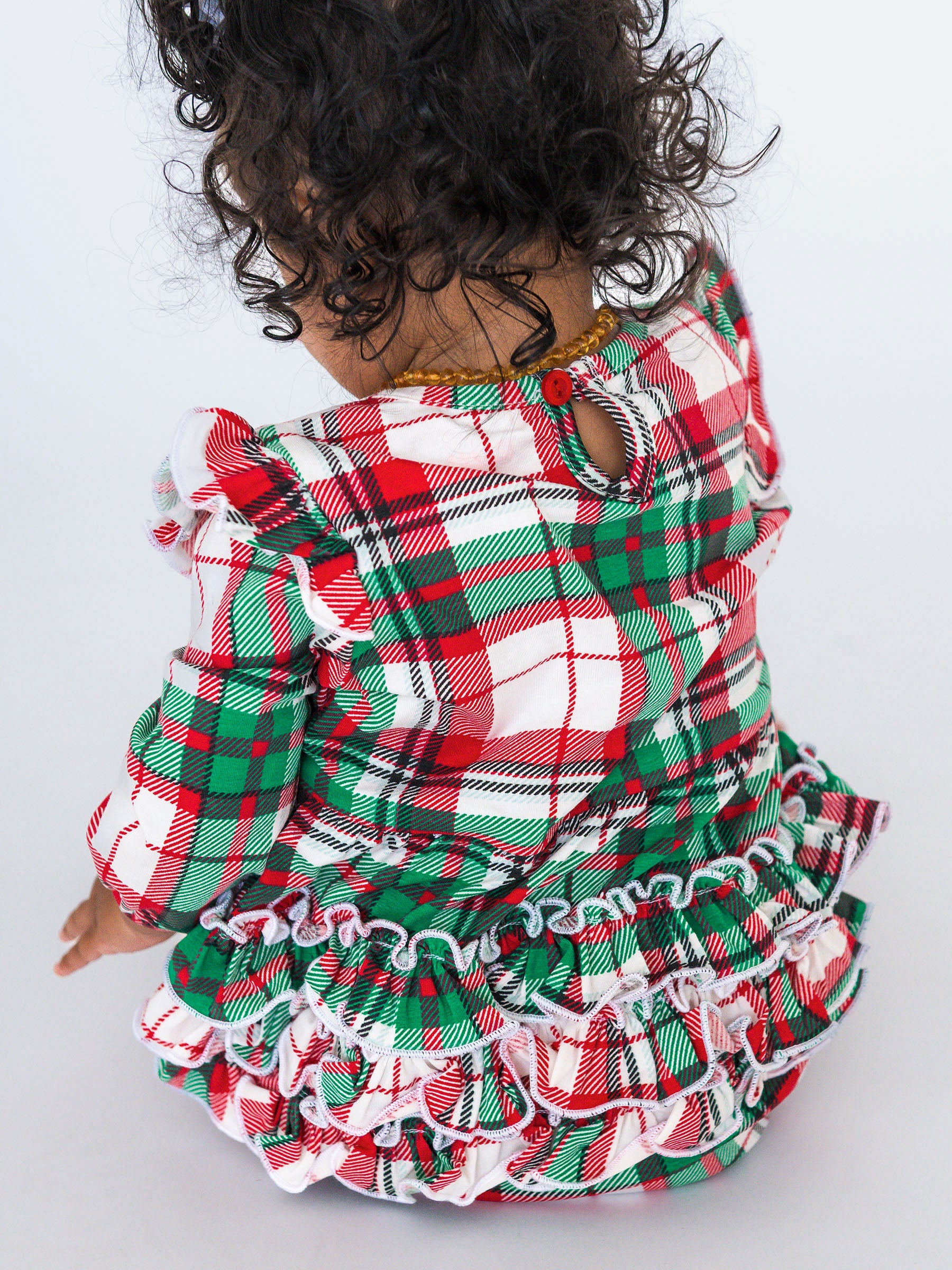 Christmas plaid ruffle romper