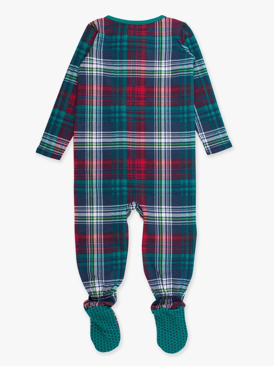 classic plaid 2 way zipper footie
