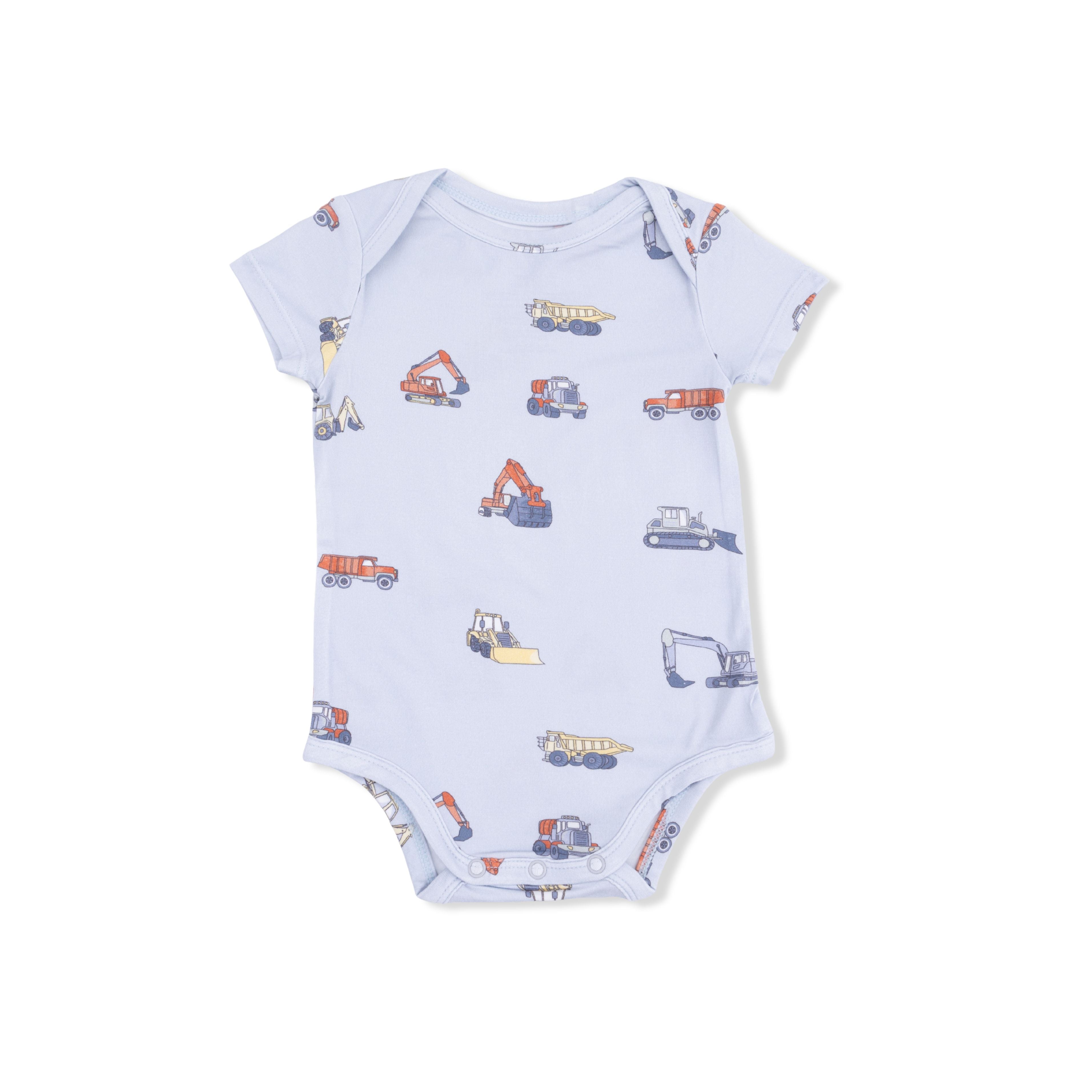 construction vehicles short sleeve baby onesie