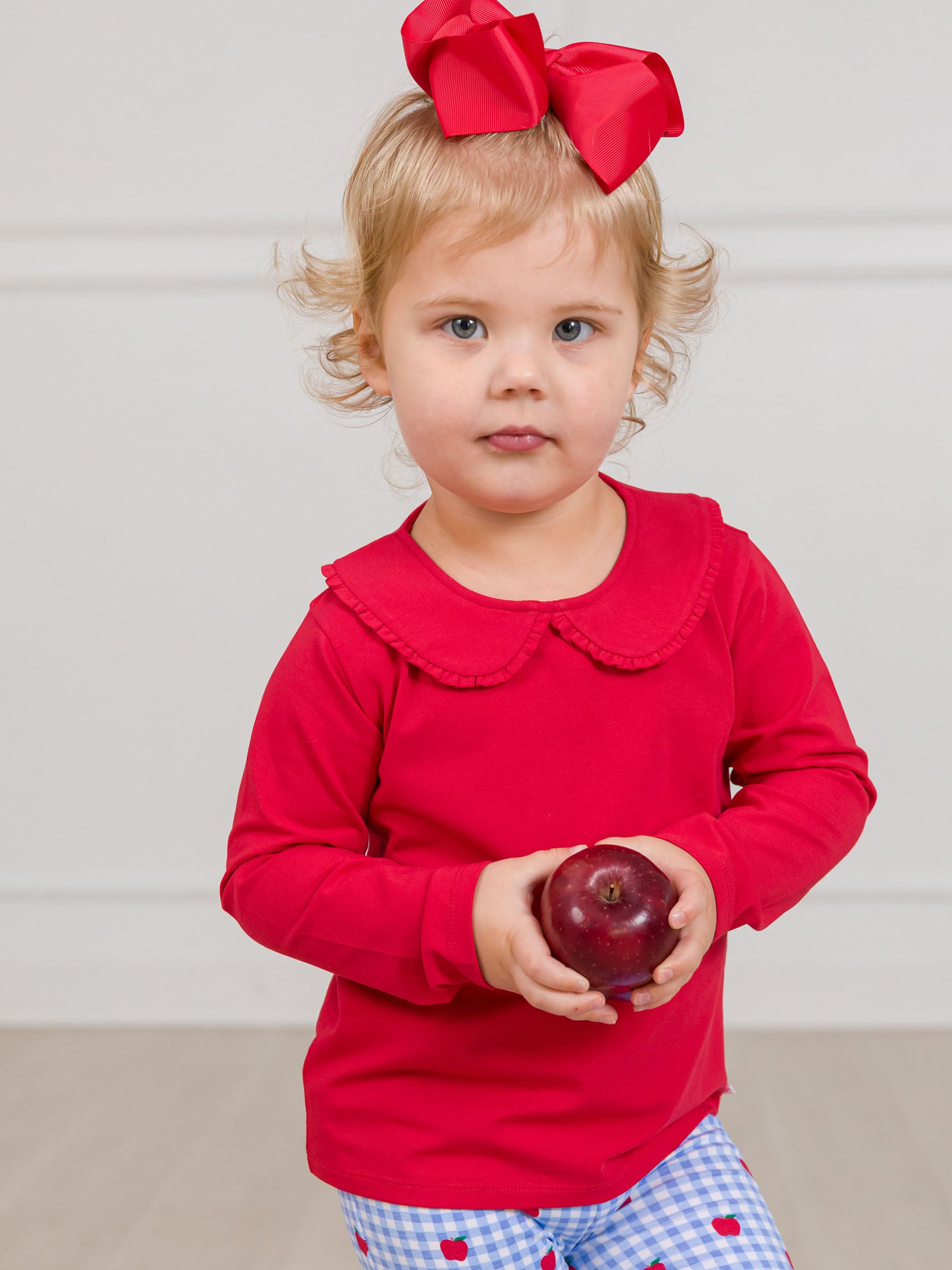 cotton toddler long sleeve tee in red