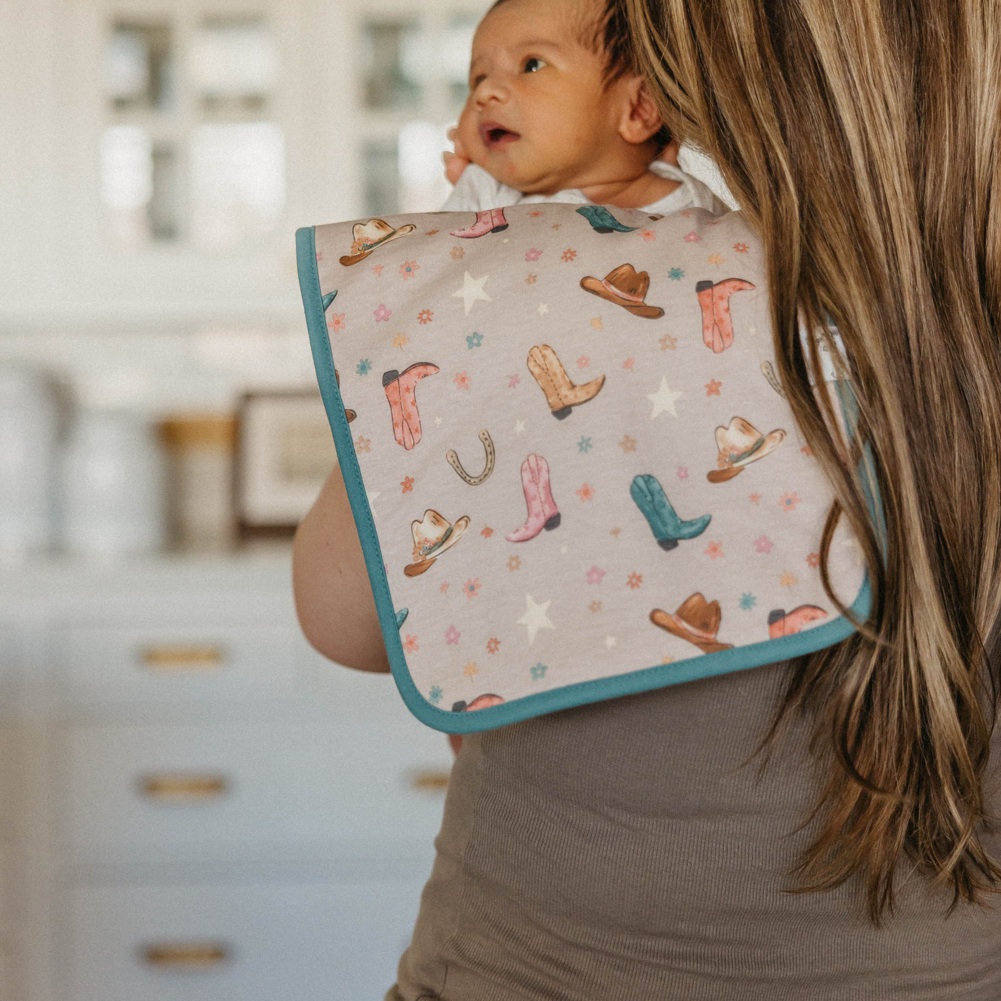 cowgirl boot themed burp cloth