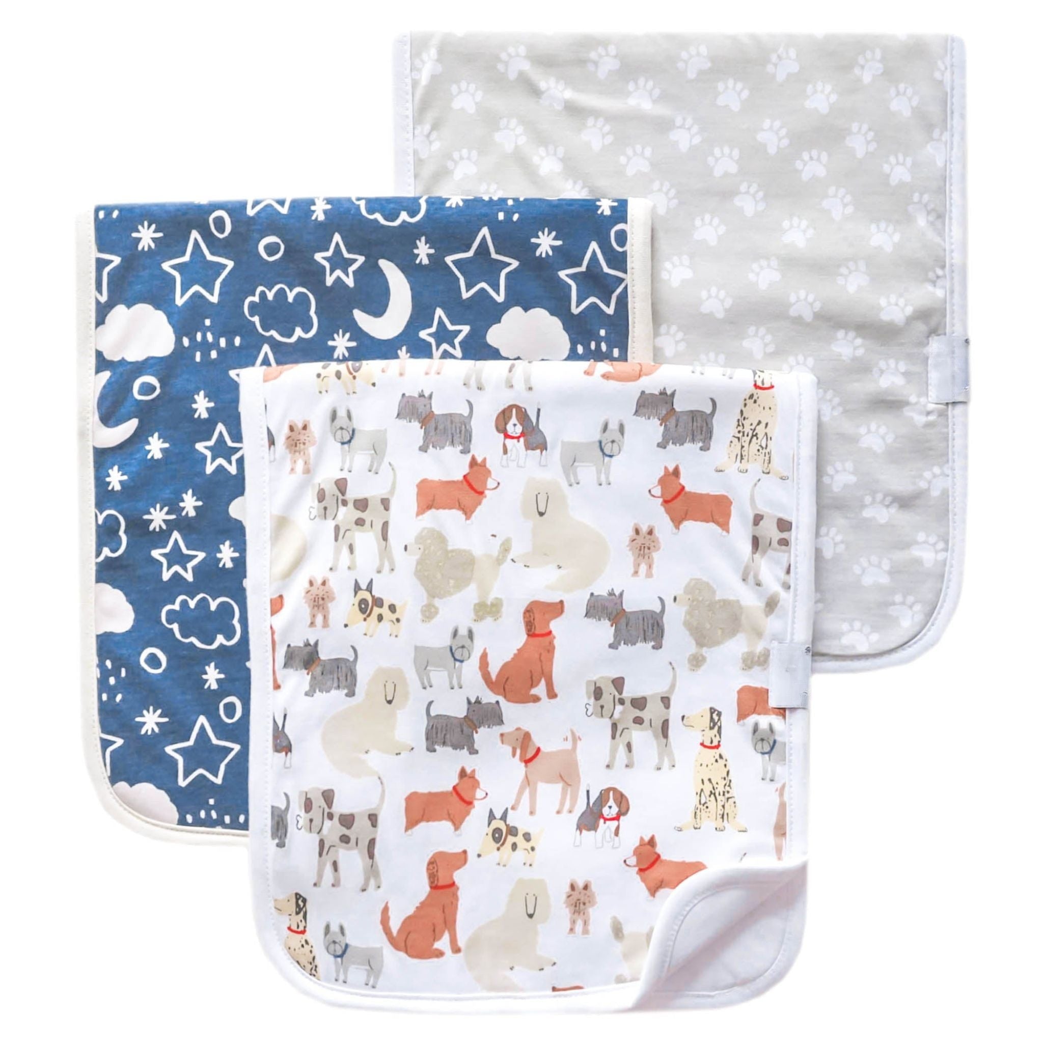 dog print burp cloth set