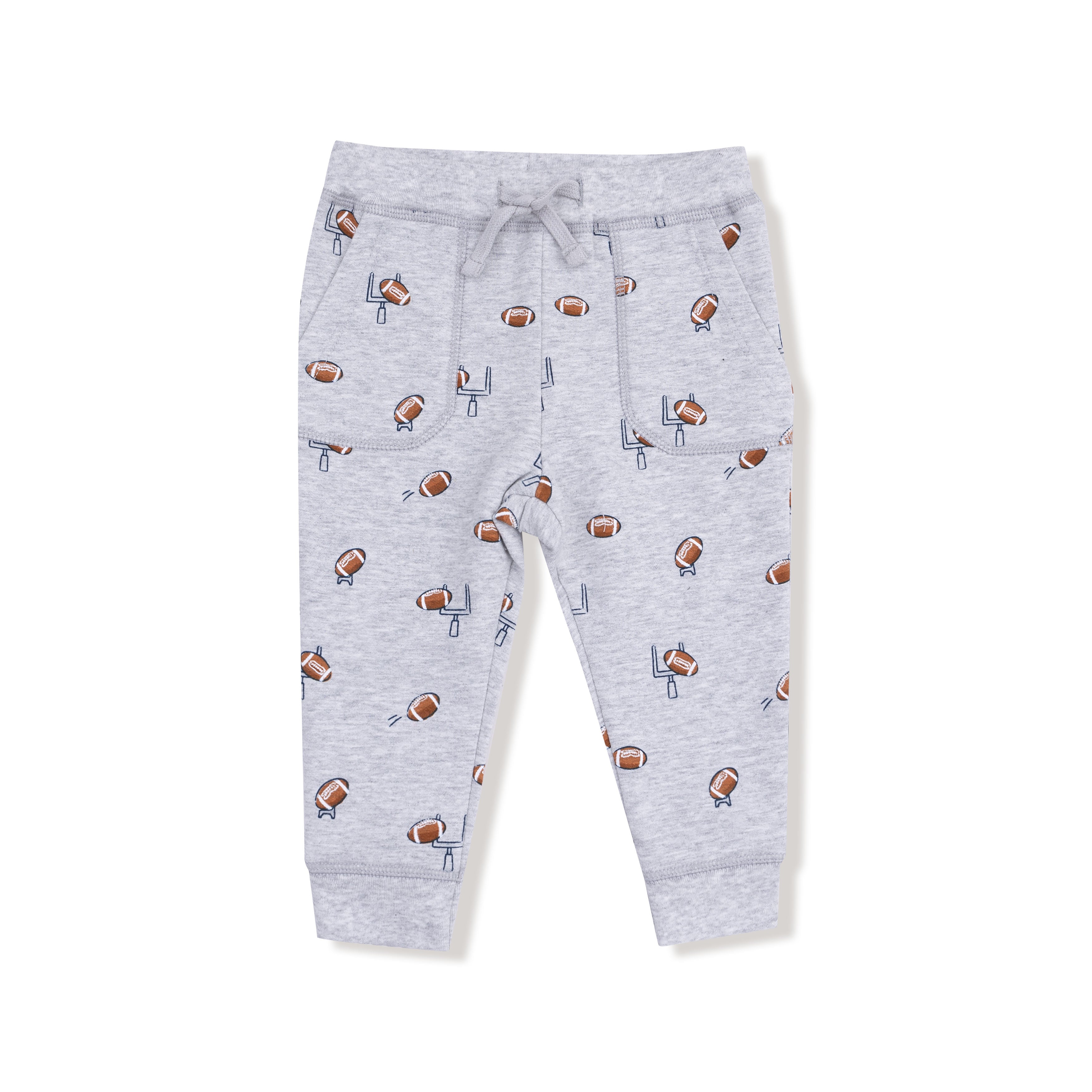 drawstring joggers with football print for toddler boys