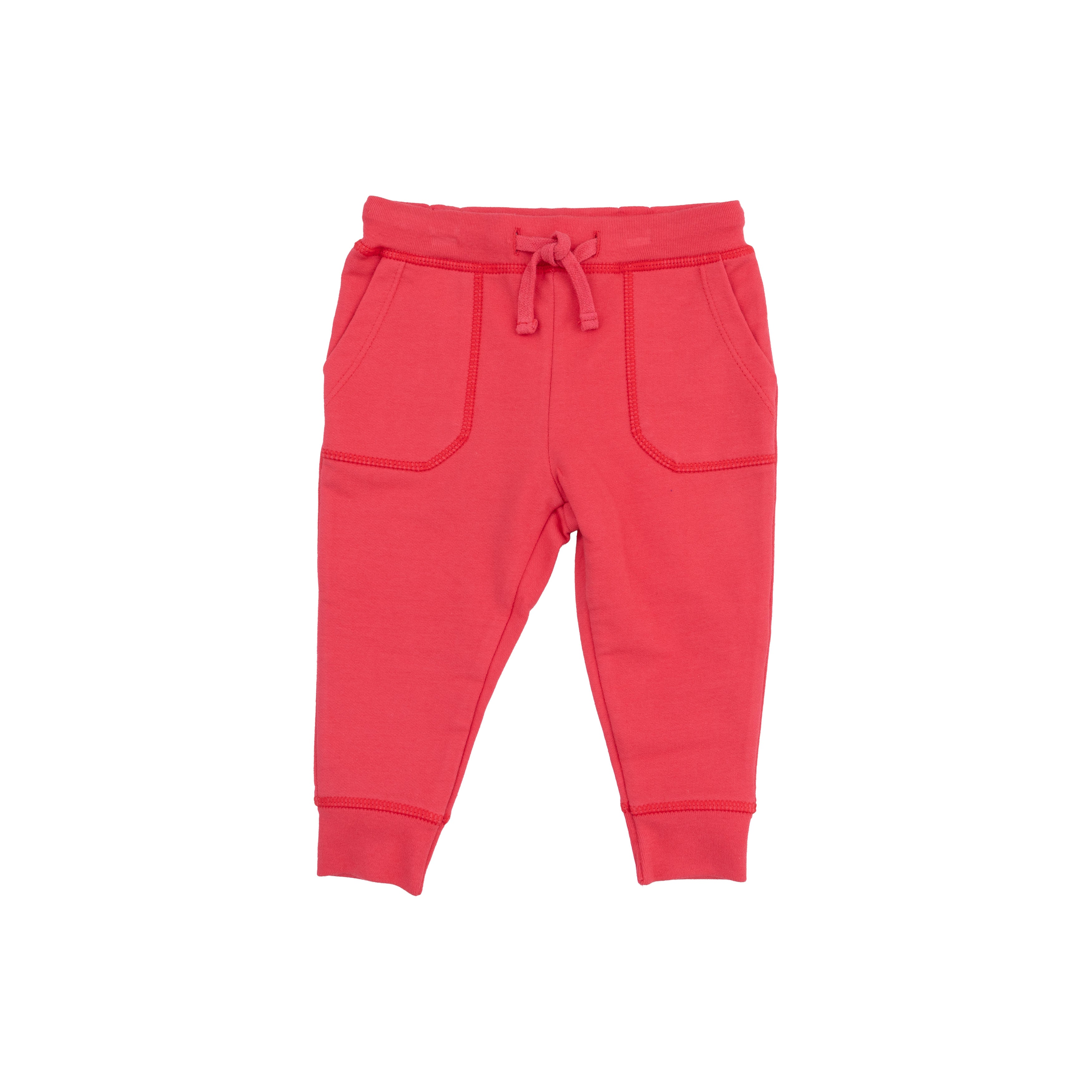 drawstring waist red joggers for kids
