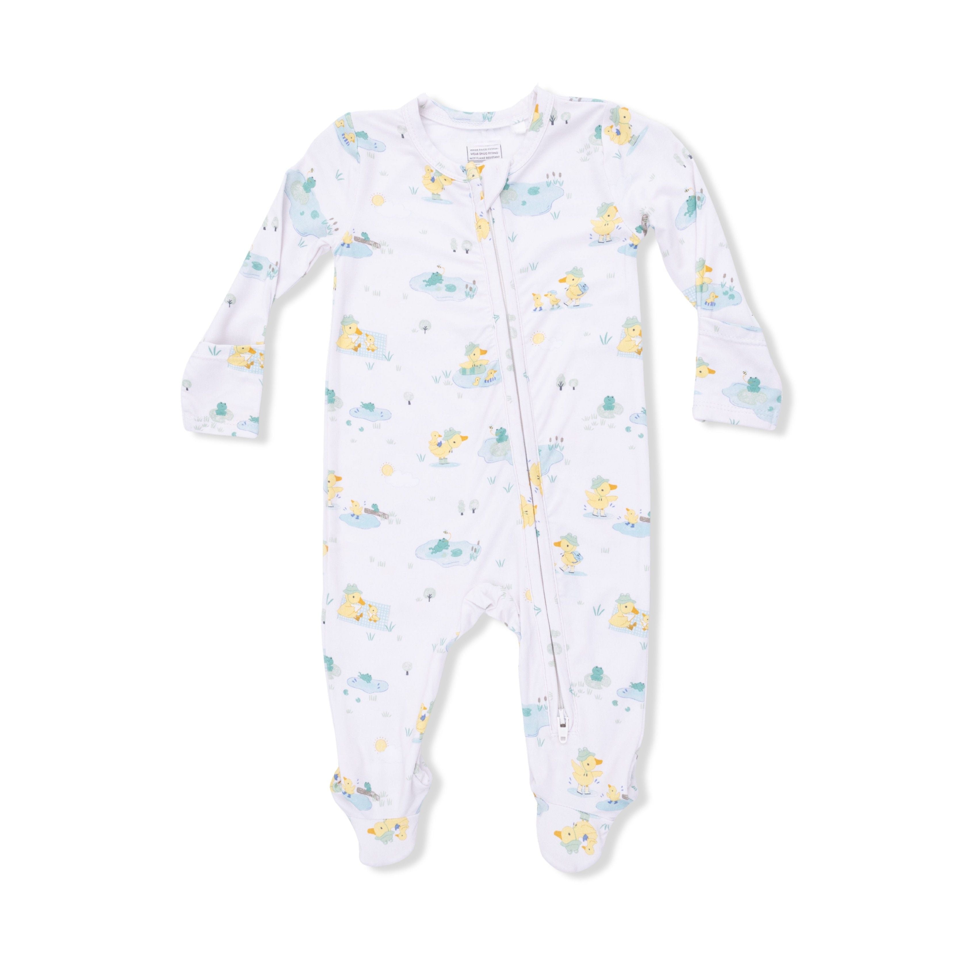 duck and frog footed baby pajama