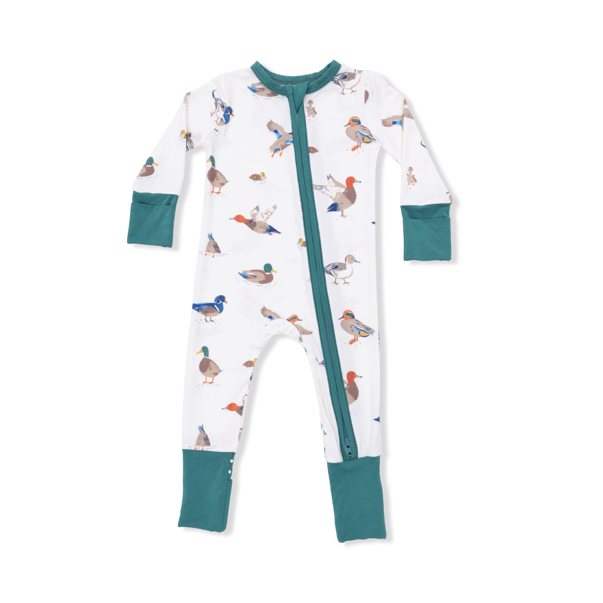 duck print convertible footie for baby boy