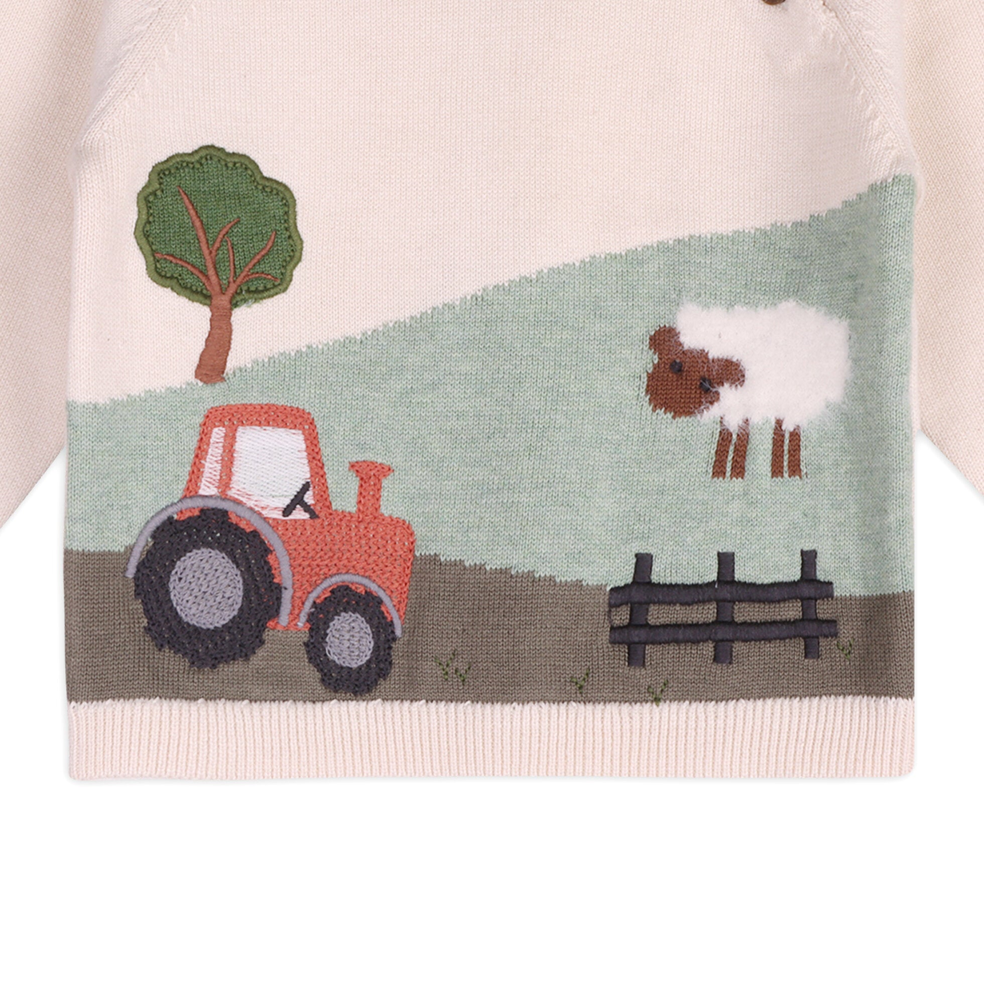 embroidered farm knit sweater