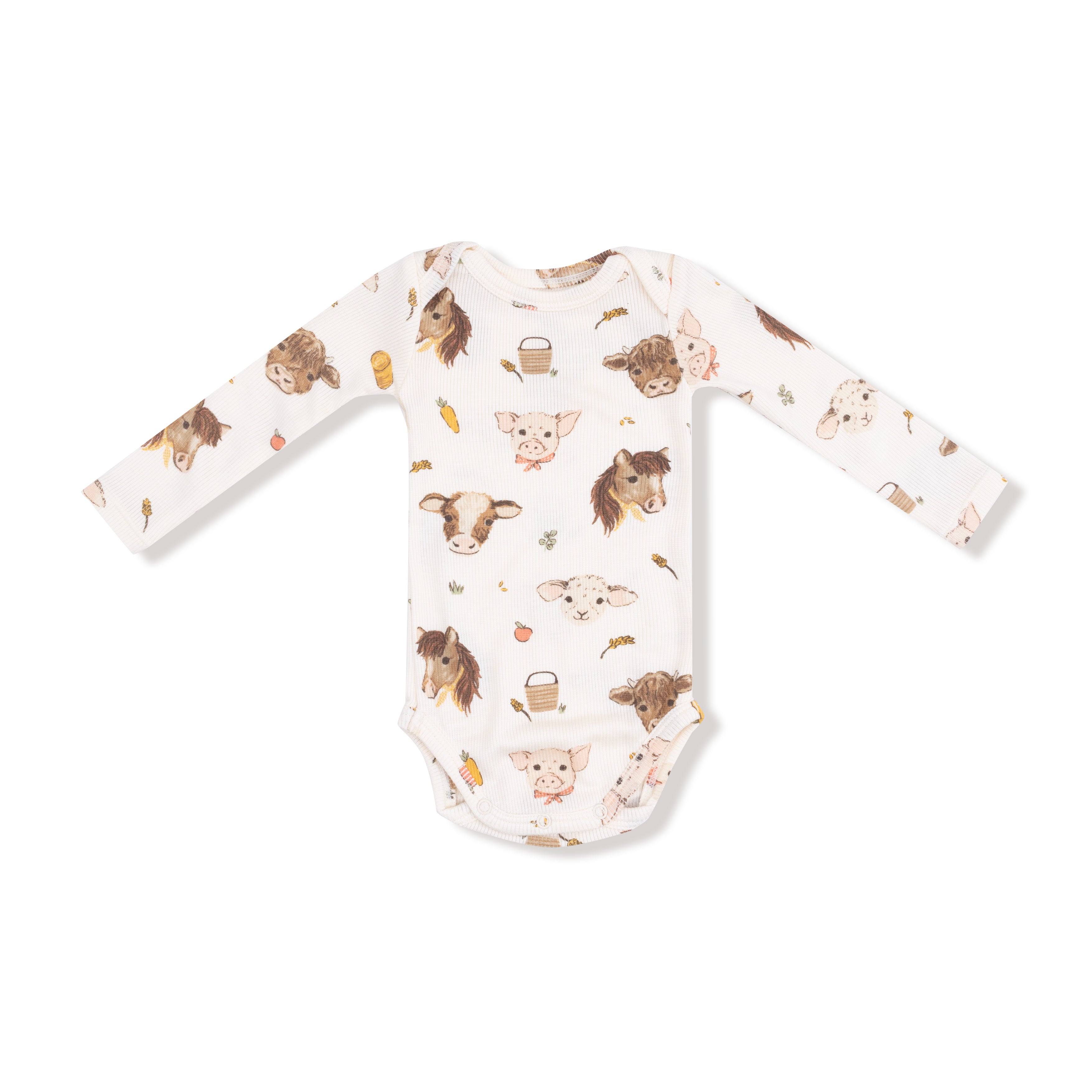 farm animals long sleeve onesie 1