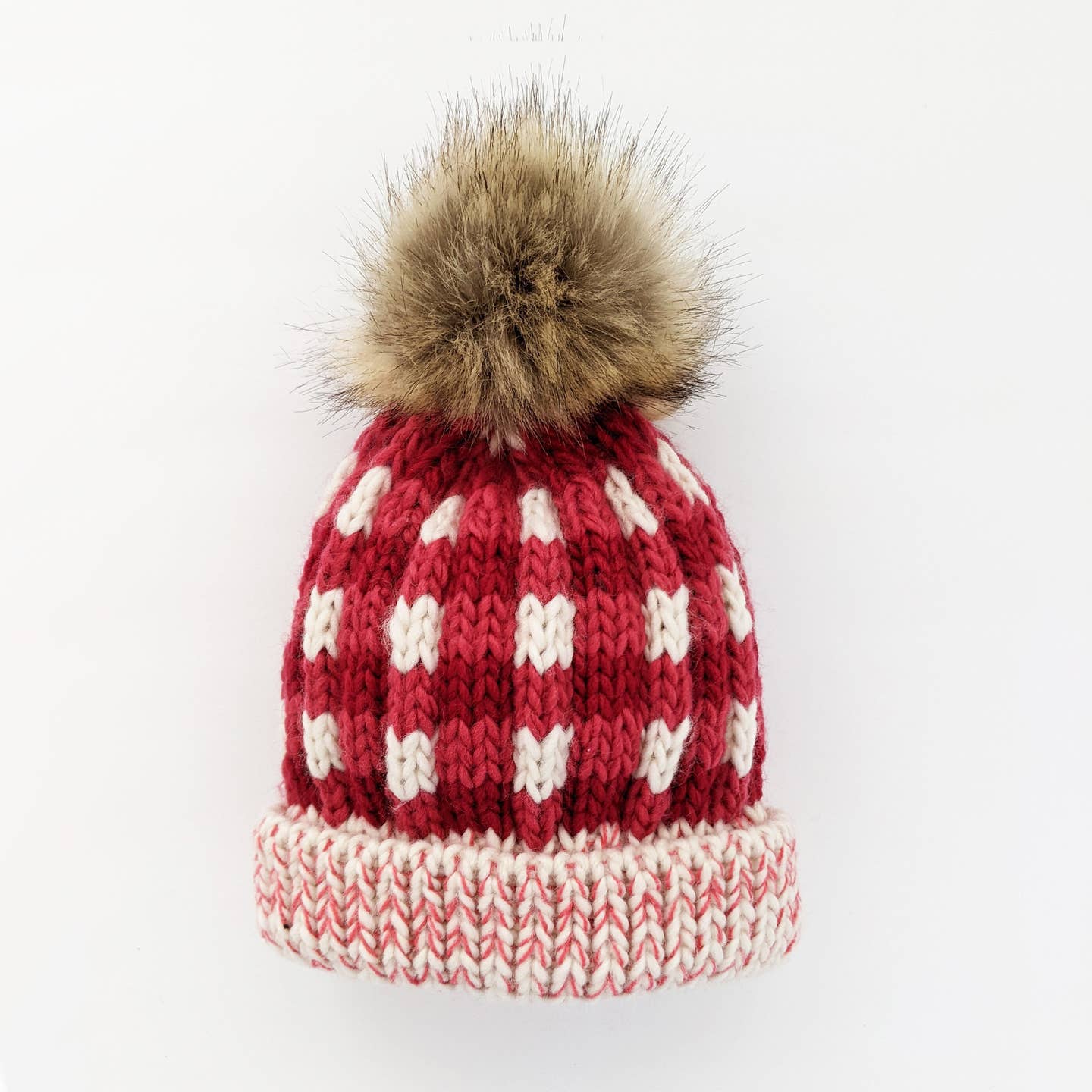 festive red buffalo check beanie