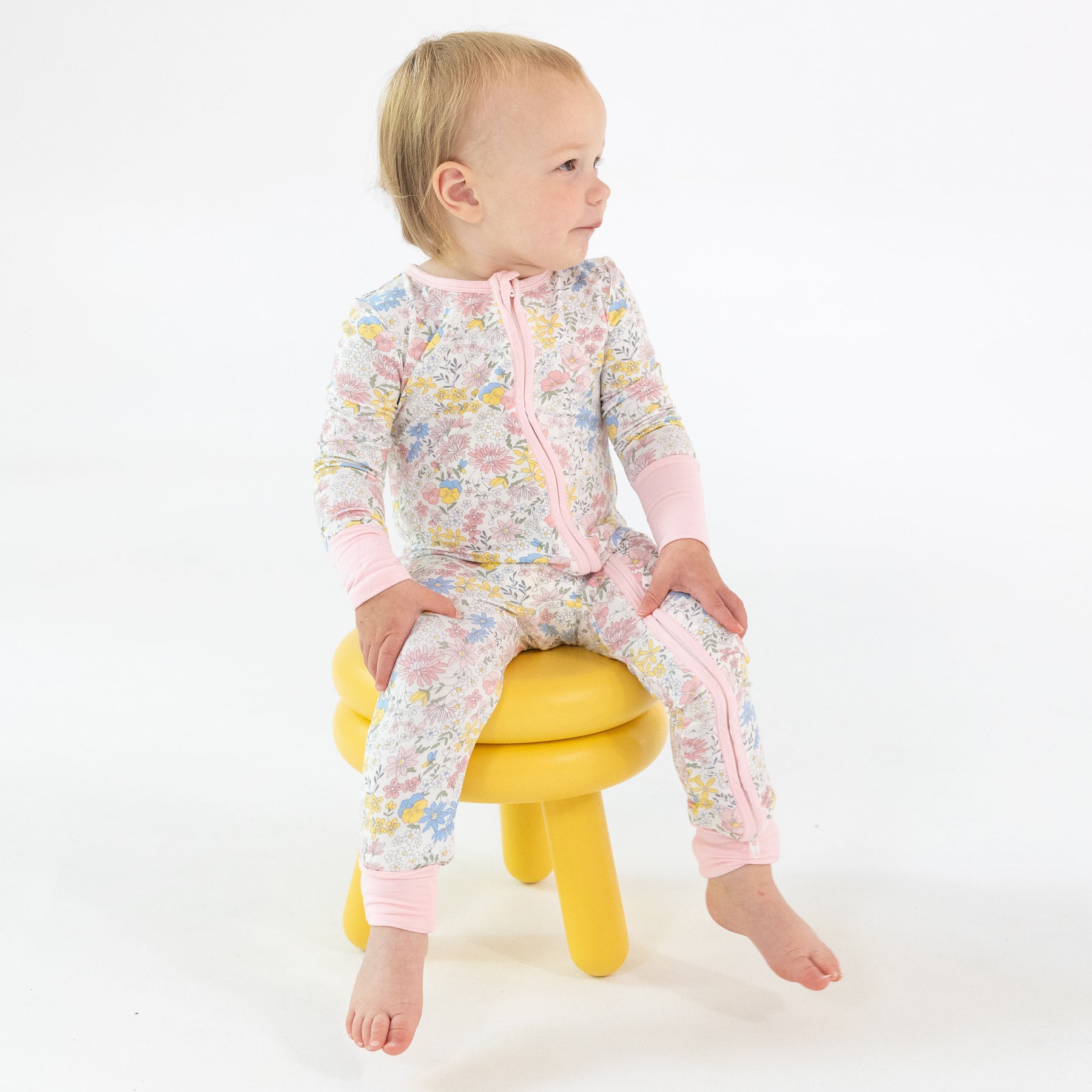 floral convertible footie pink