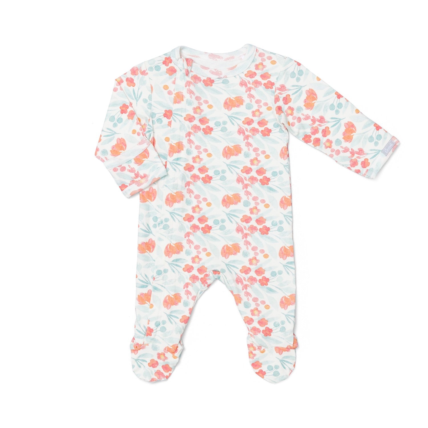 floral print footie orange
