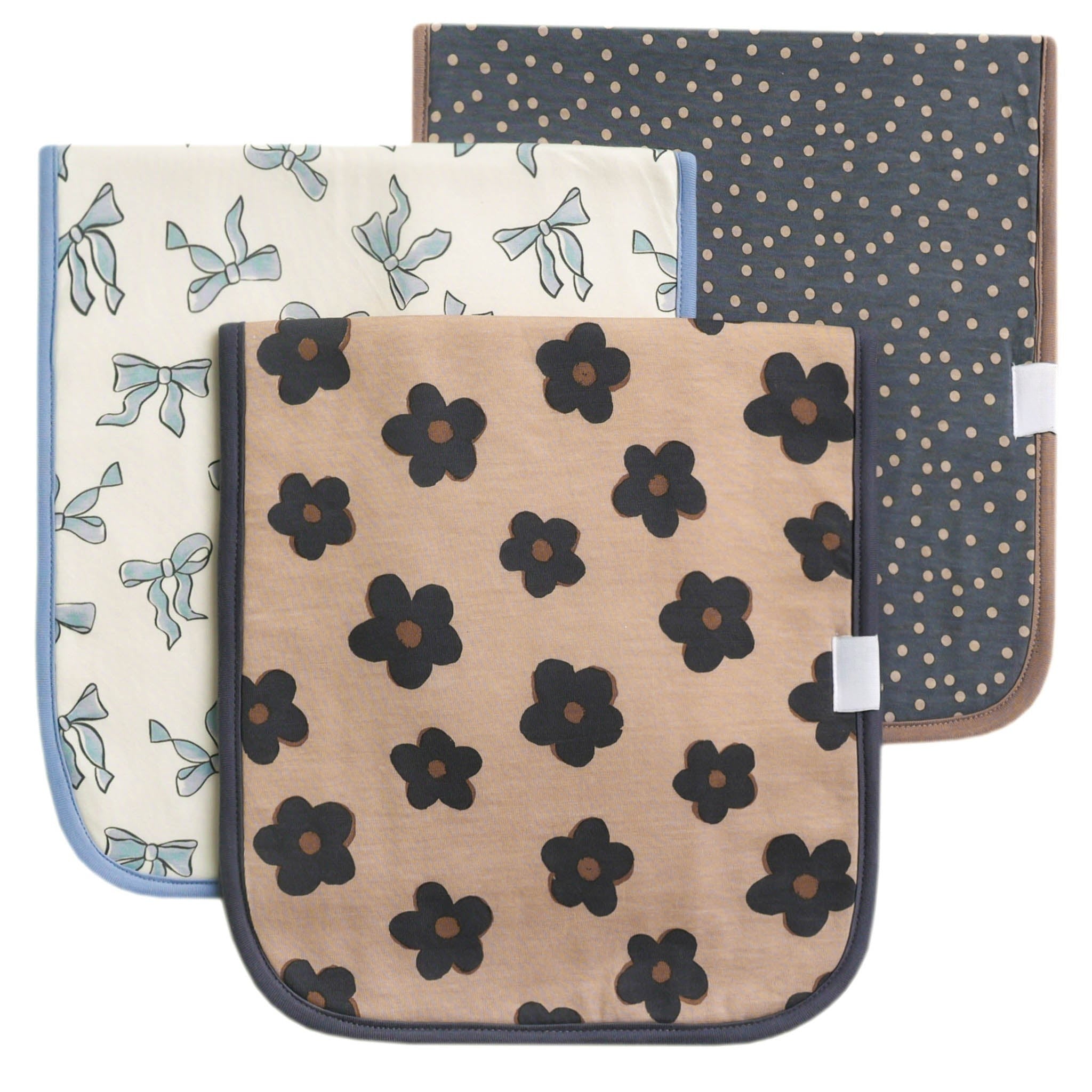floral and bows burp cloths
