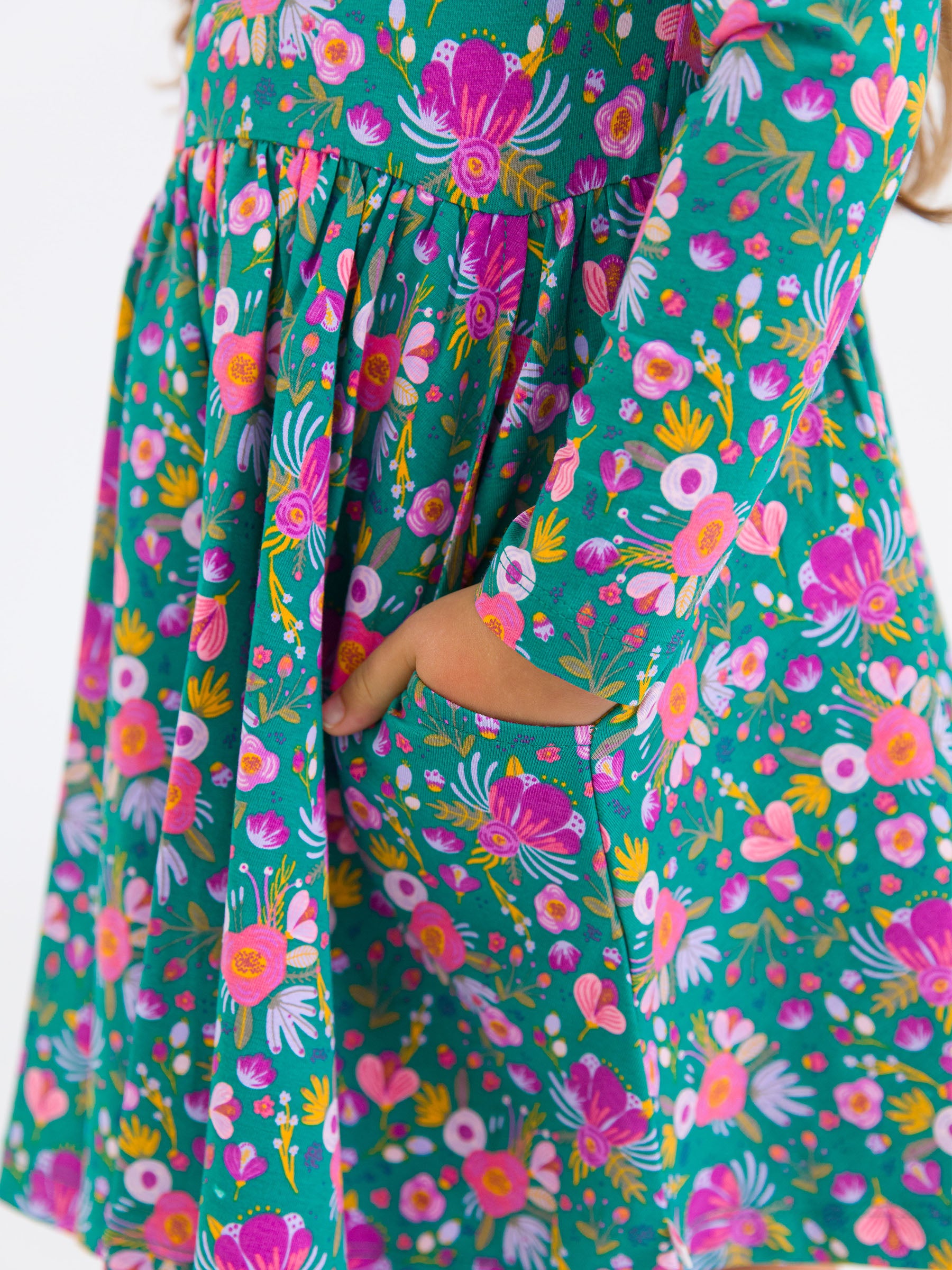 floral twirl dress for girls with pockets