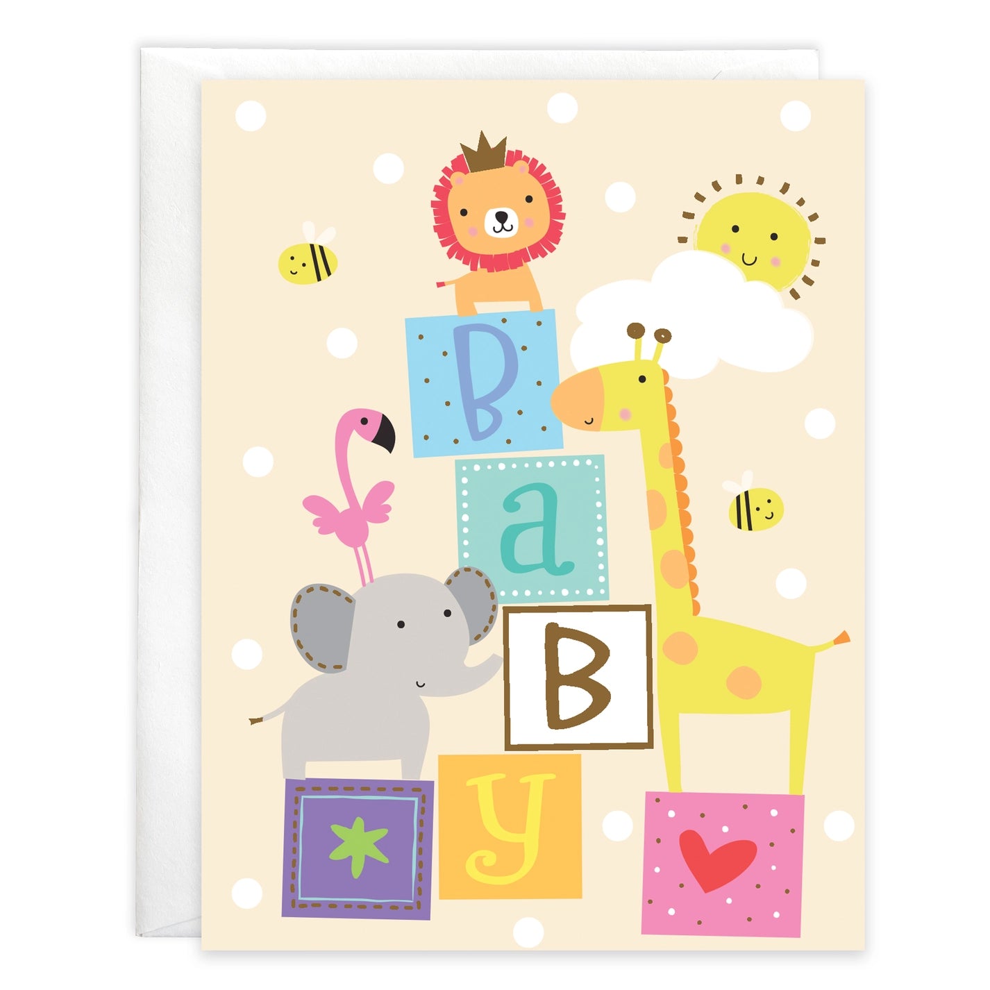 gender neutral baby blocks greeting card