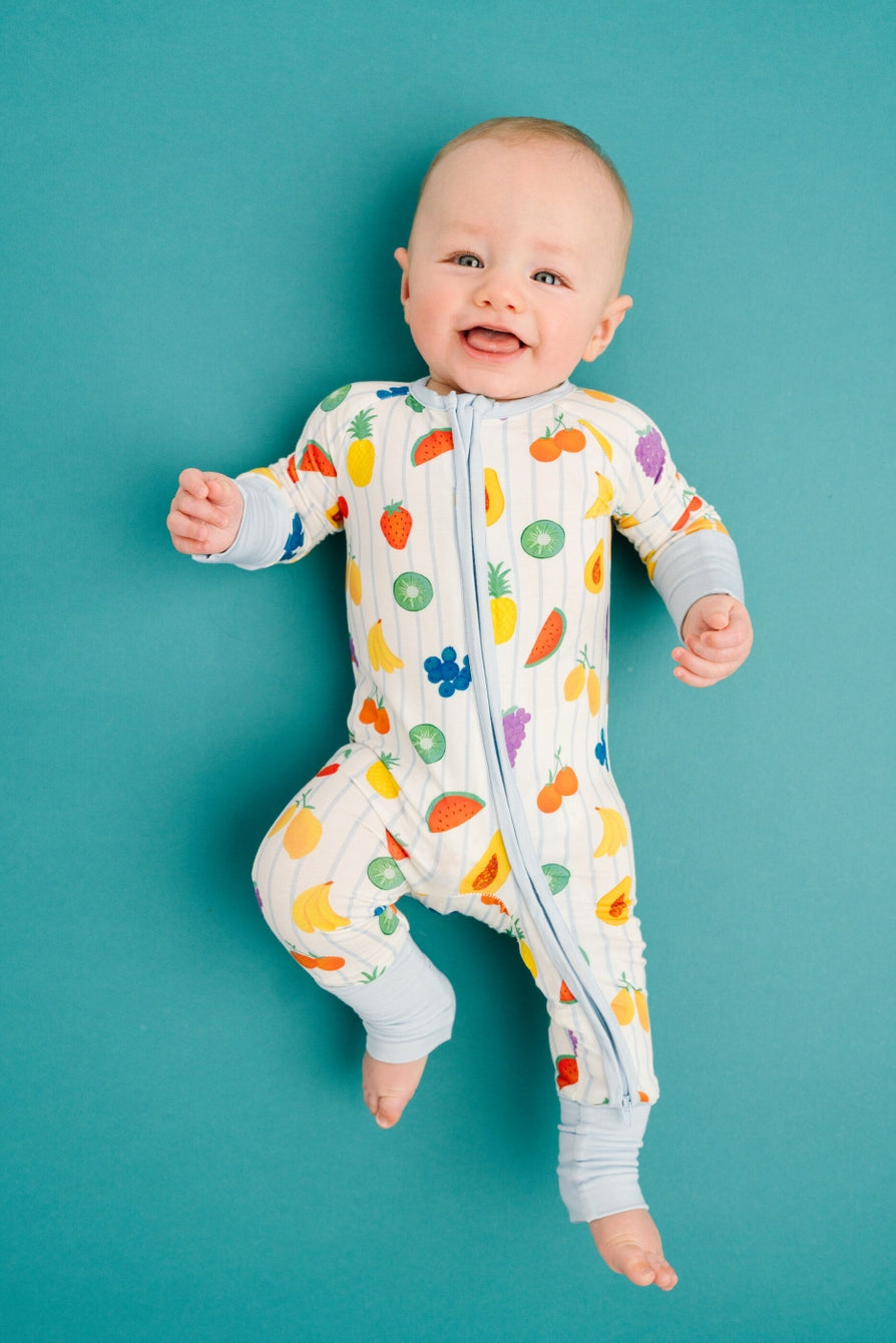 gender neutral fruits 2 way zip and convertible footie