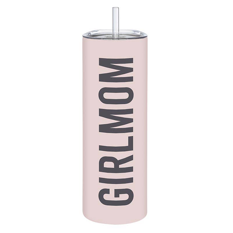 girl mom skinny water bottle pink