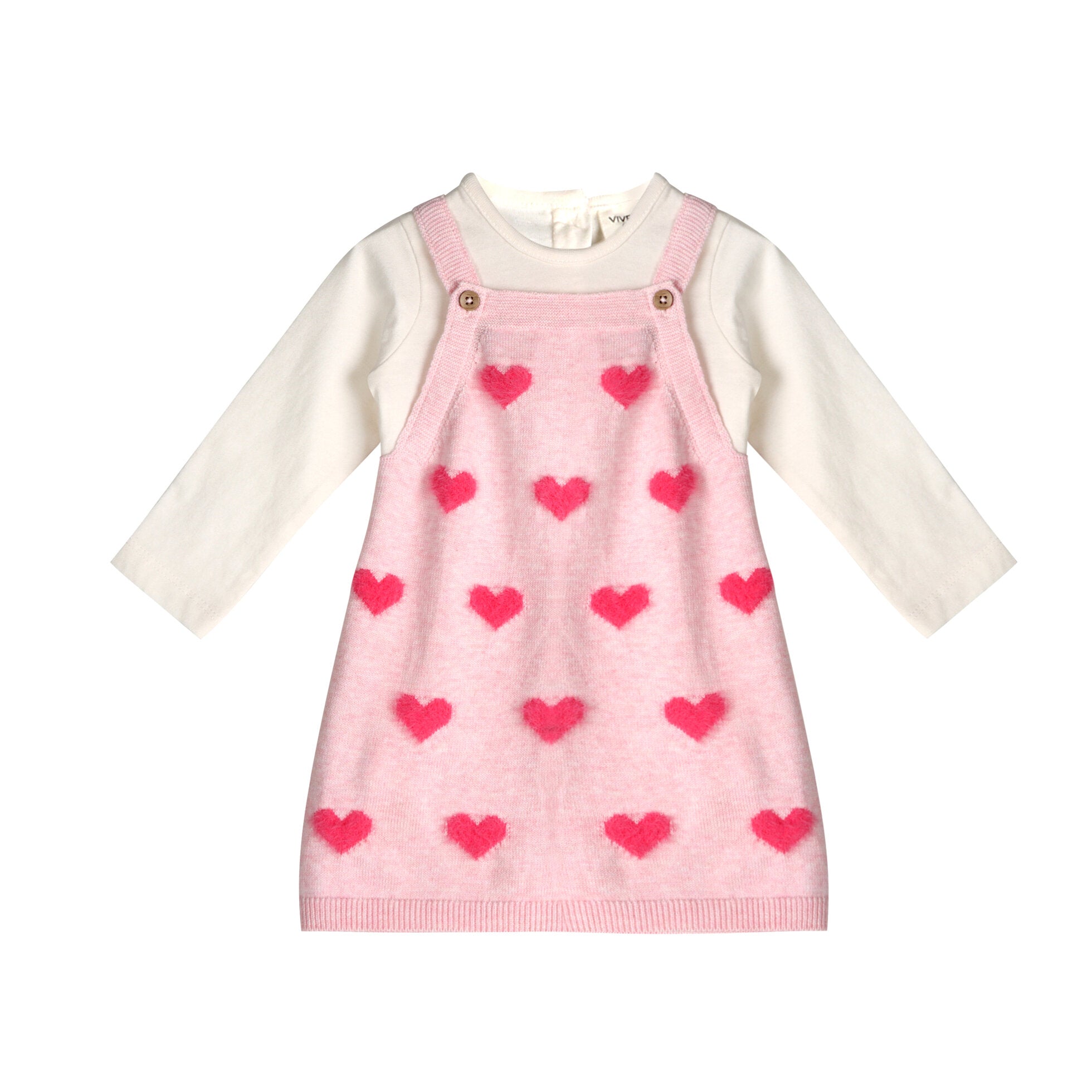 Fuzzy Hearts Two-Piece Dress Set 6-12M