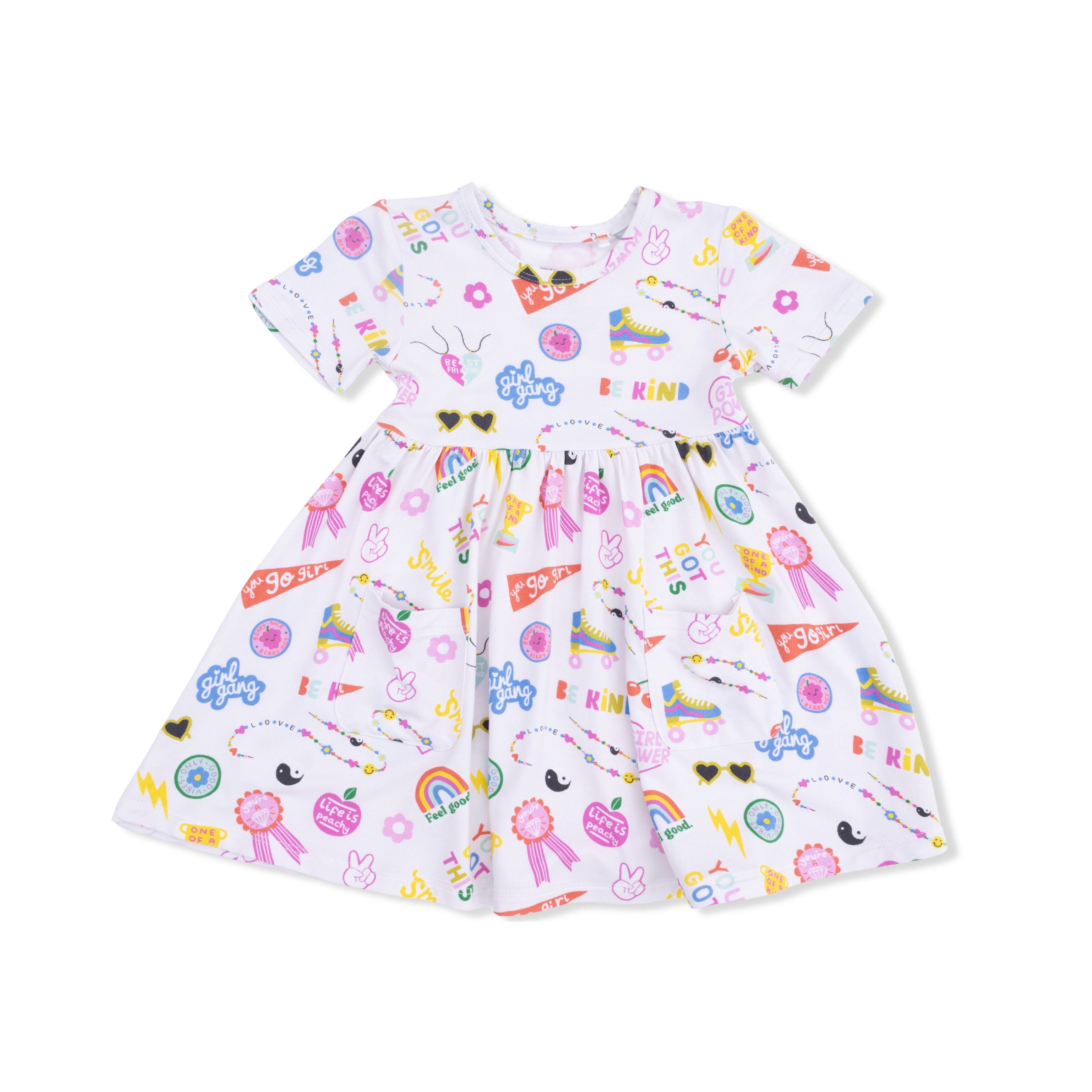 girl empowerment print twirly dress