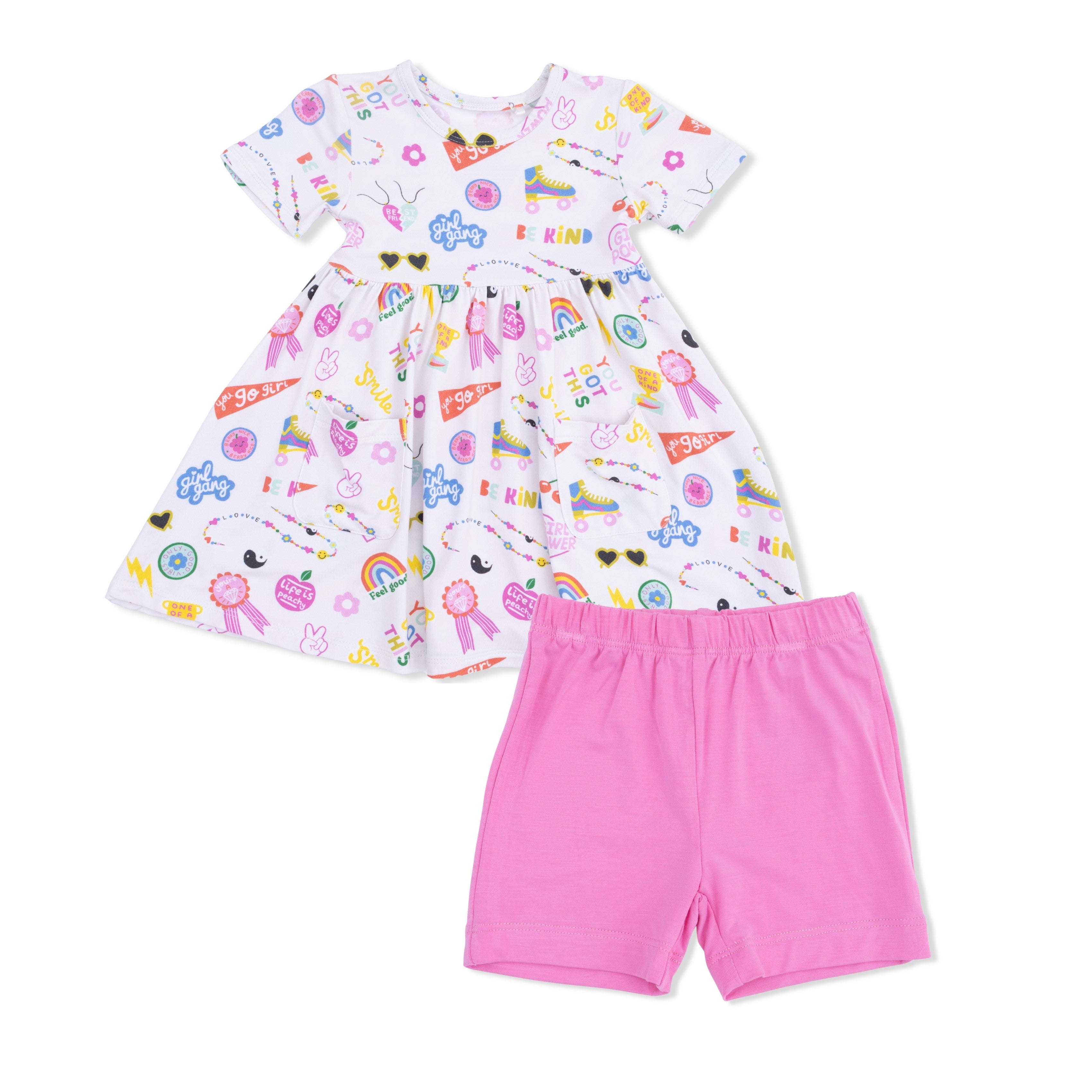 girl power toddler girl dress set