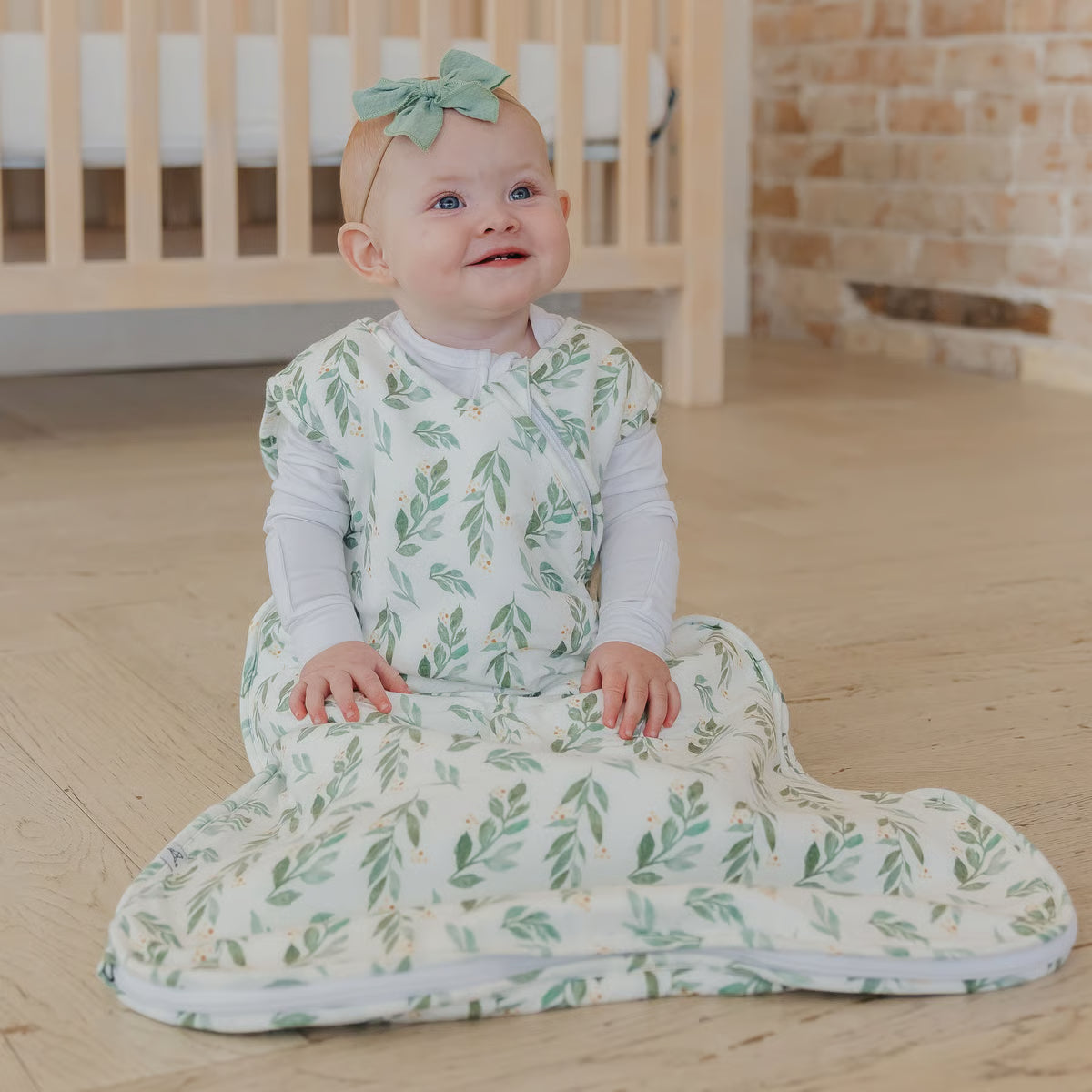 green fern wearable blanket for babies