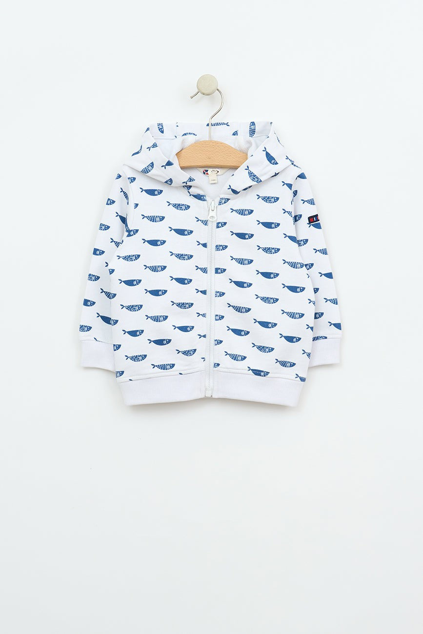 hooded toddler sweatshirt with fish print