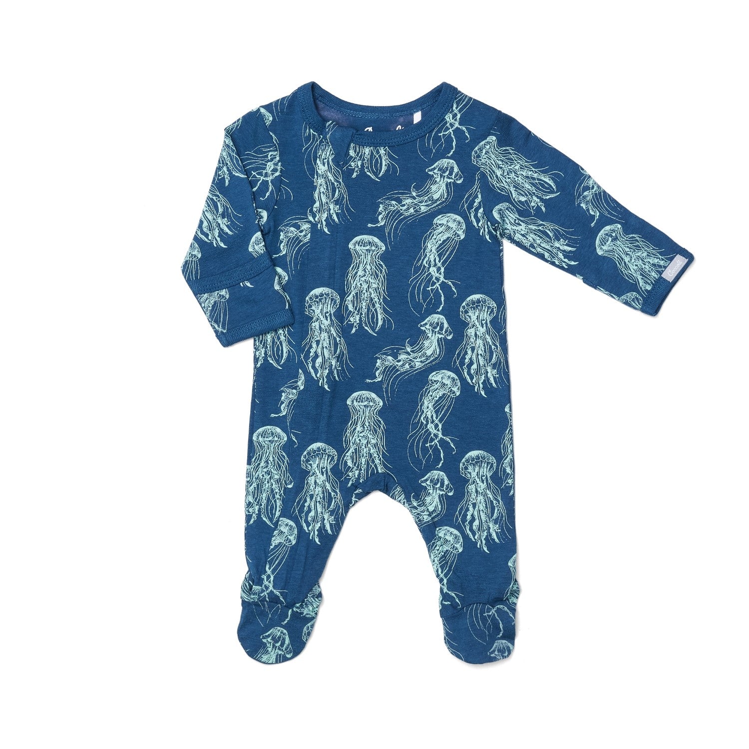 jellyfish zipper footie blue