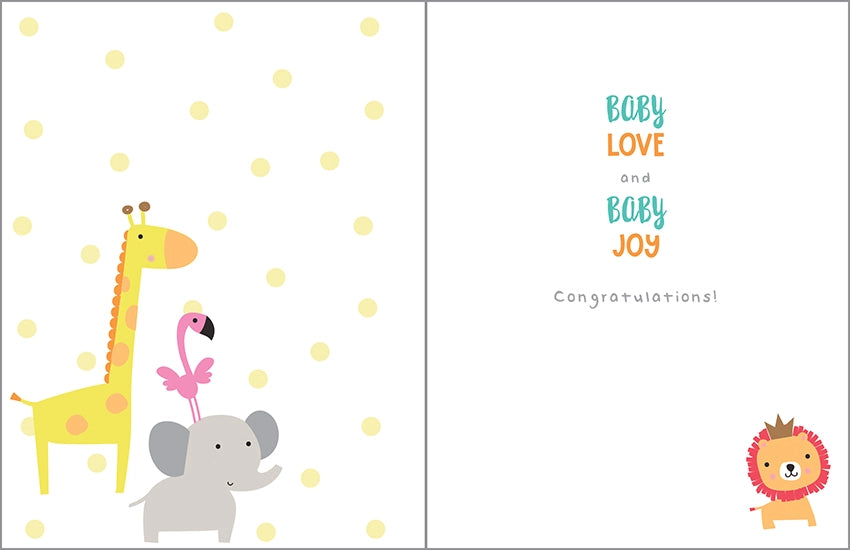 jungle animals new baby greeting card