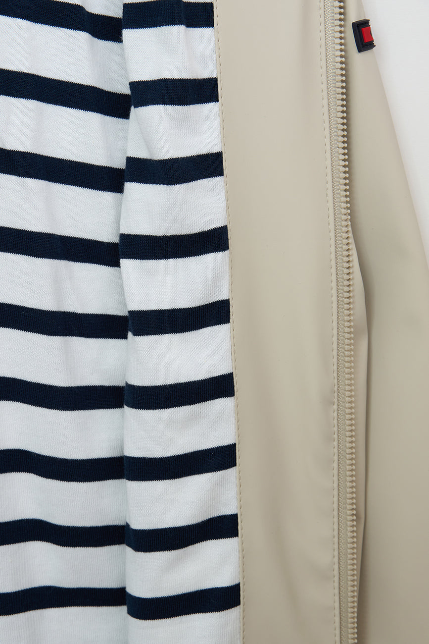 kids rain jacket with striped cotton lining