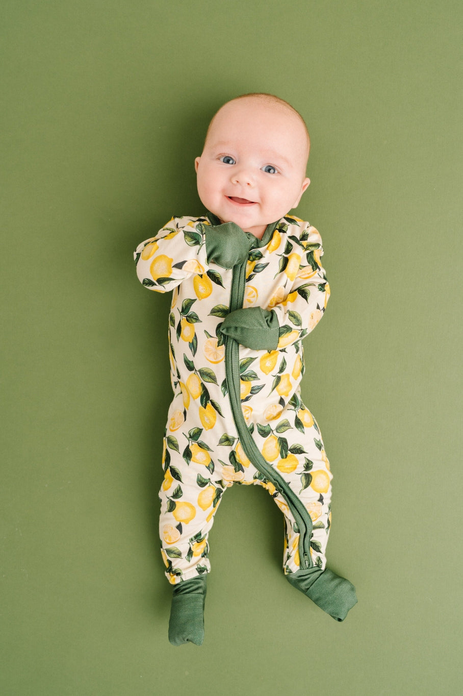 lemon print baby bamboo sleeper