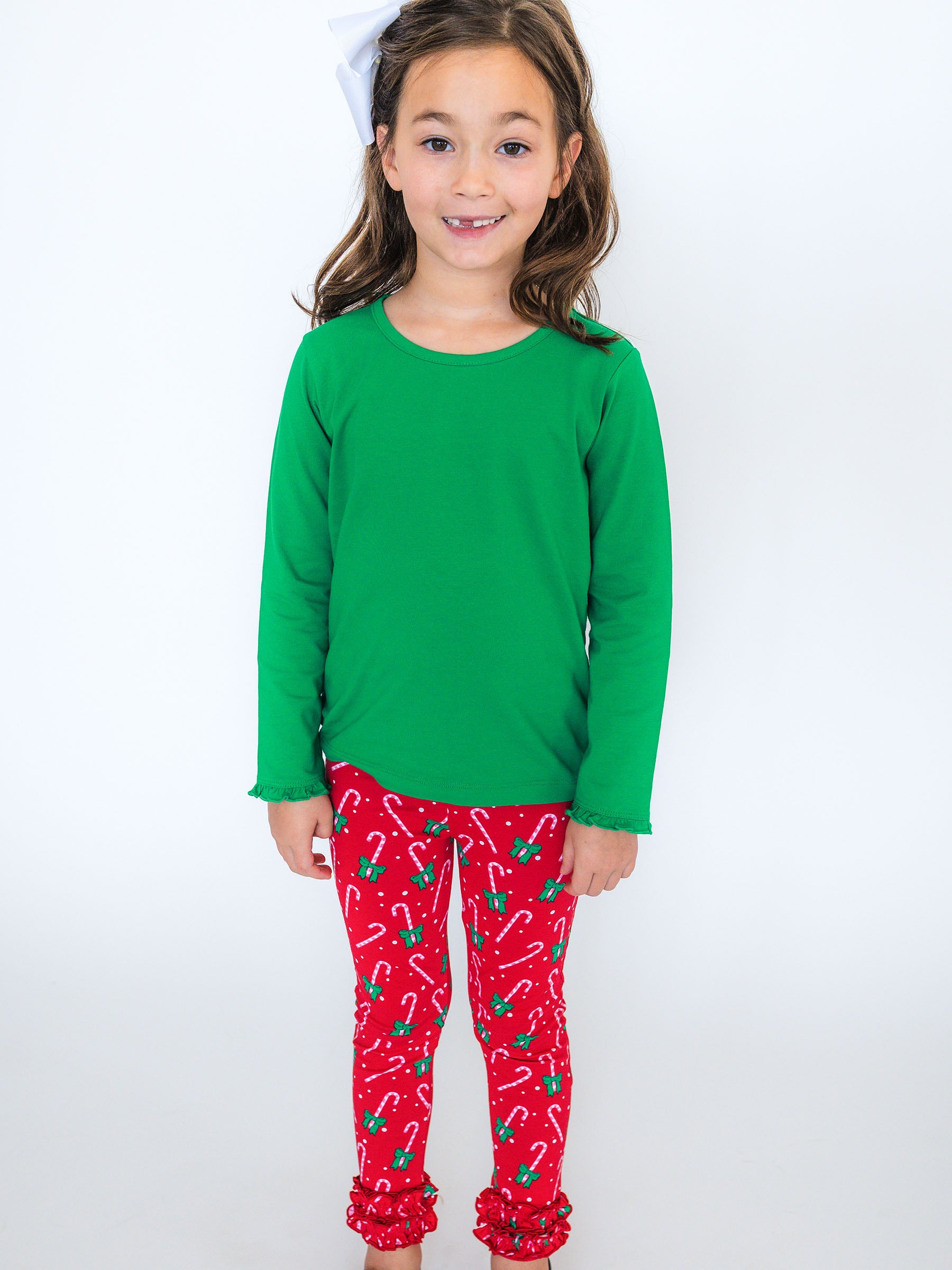 long sleeve top with ruffled wrists for toddler girls