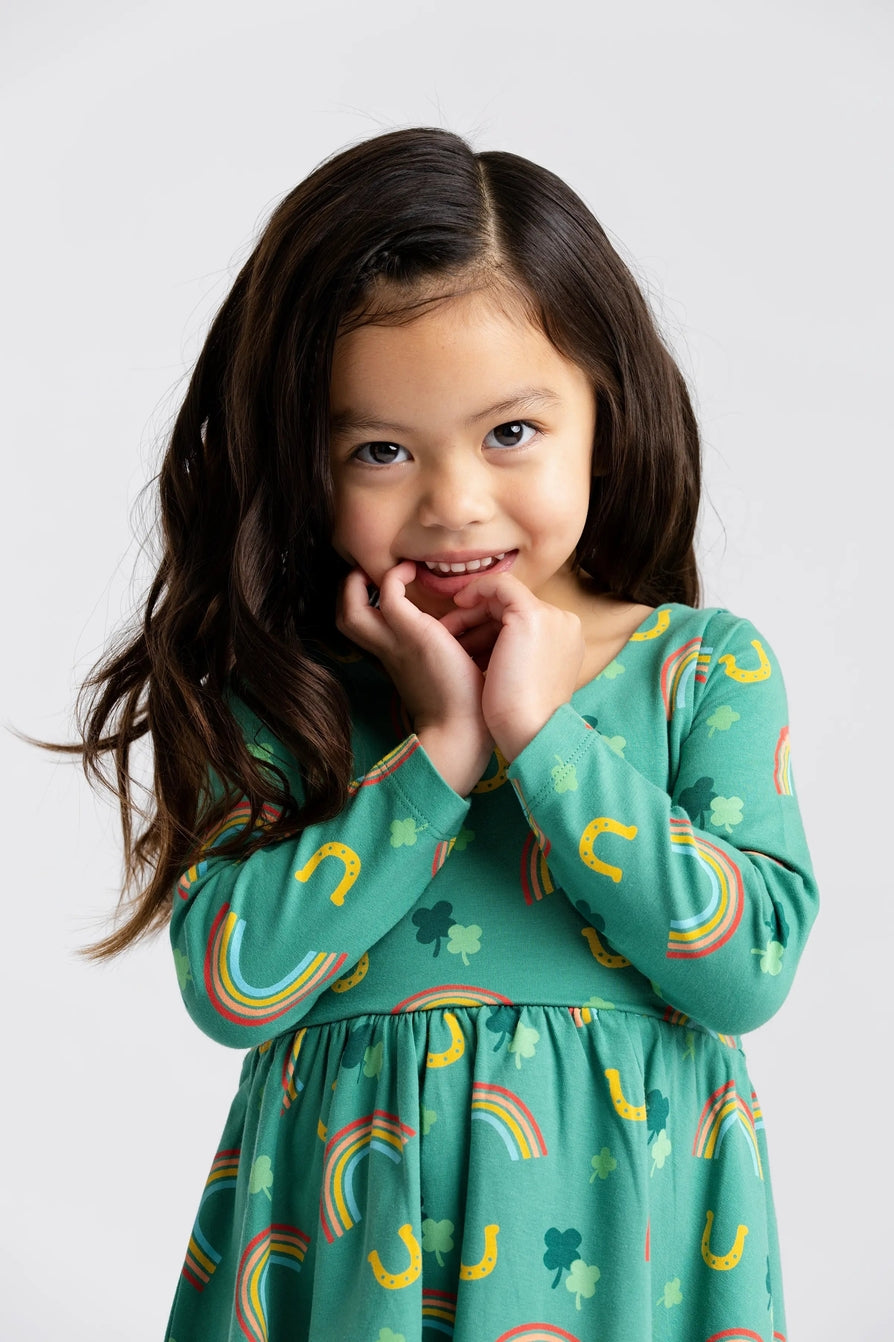 long sleeved st. patricks day toddler girl dress
