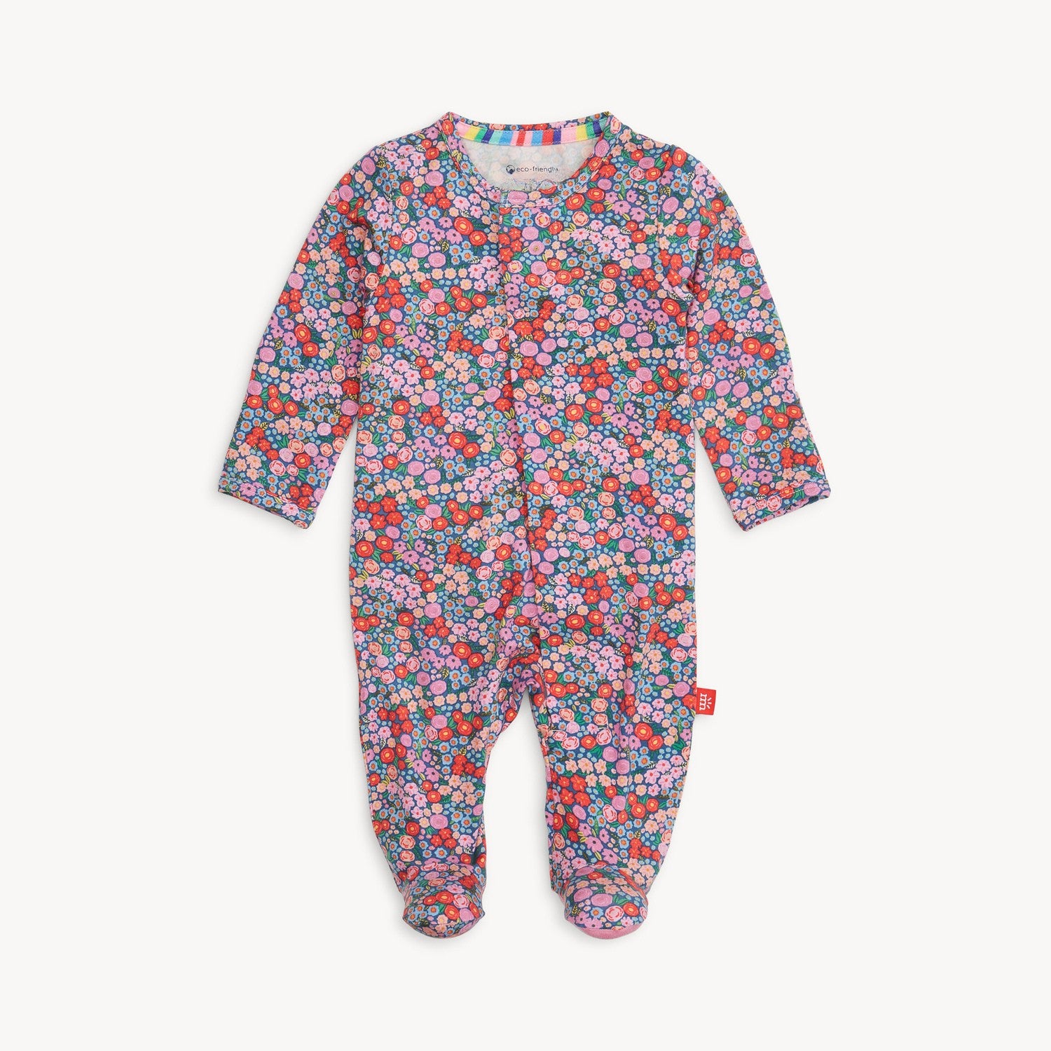 multi colored floral footie for baby girls