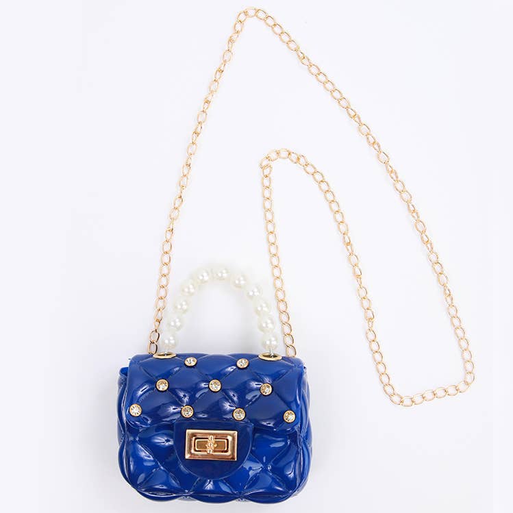 navy jelly purse with rhinestones